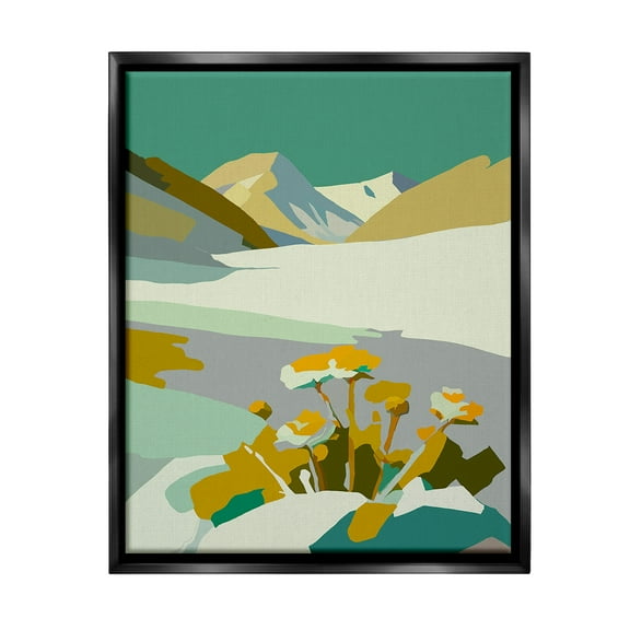 Stupell Industries Modern Mountain Abstraction Landscape Painting Black Floater Framed Canvas Art Print Wall Art, 17 x 21