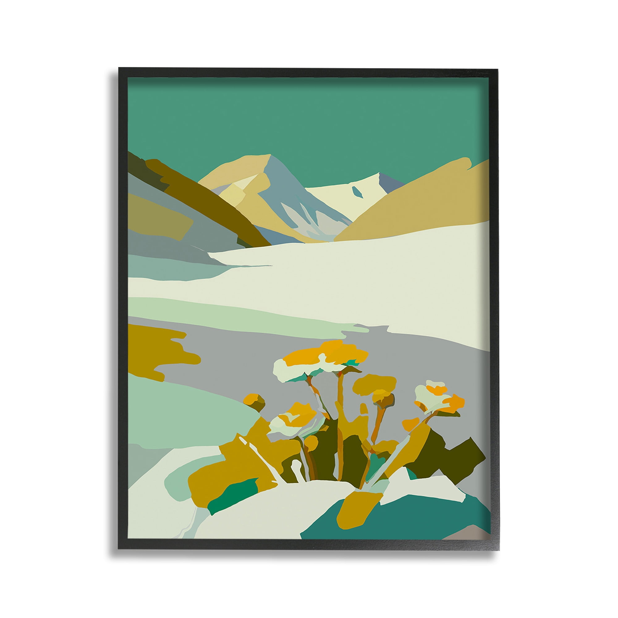 Stupell Industries Modern Mountain Abstraction Landscape Painting Black Framed Art Print Wall Art, 11 x 14