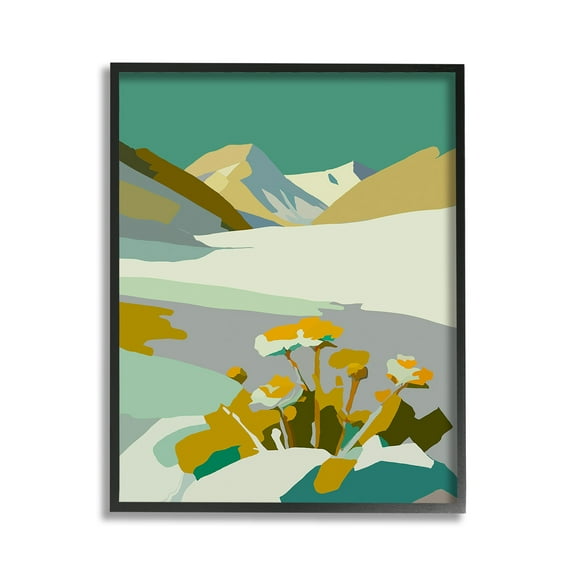Stupell Industries Modern Mountain Abstraction Landscape Painting Black Framed Art Print Wall Art, 11 x 14