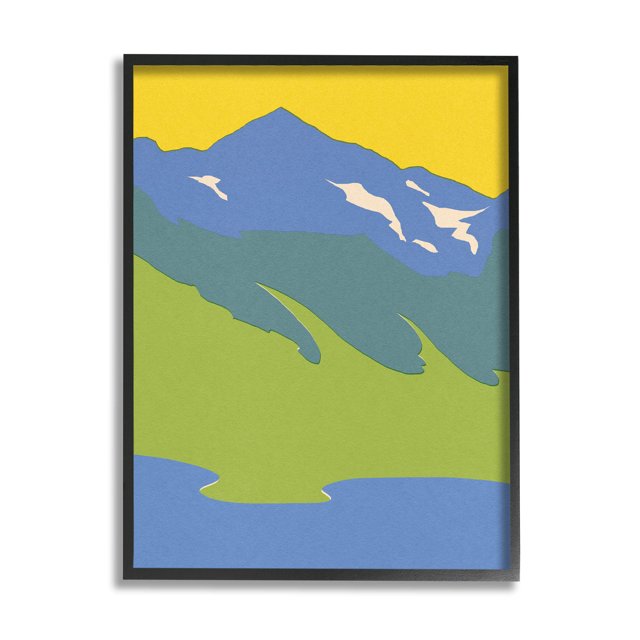 Stupell Industries Modern Mountain Sea Landscape Graphic Art Black