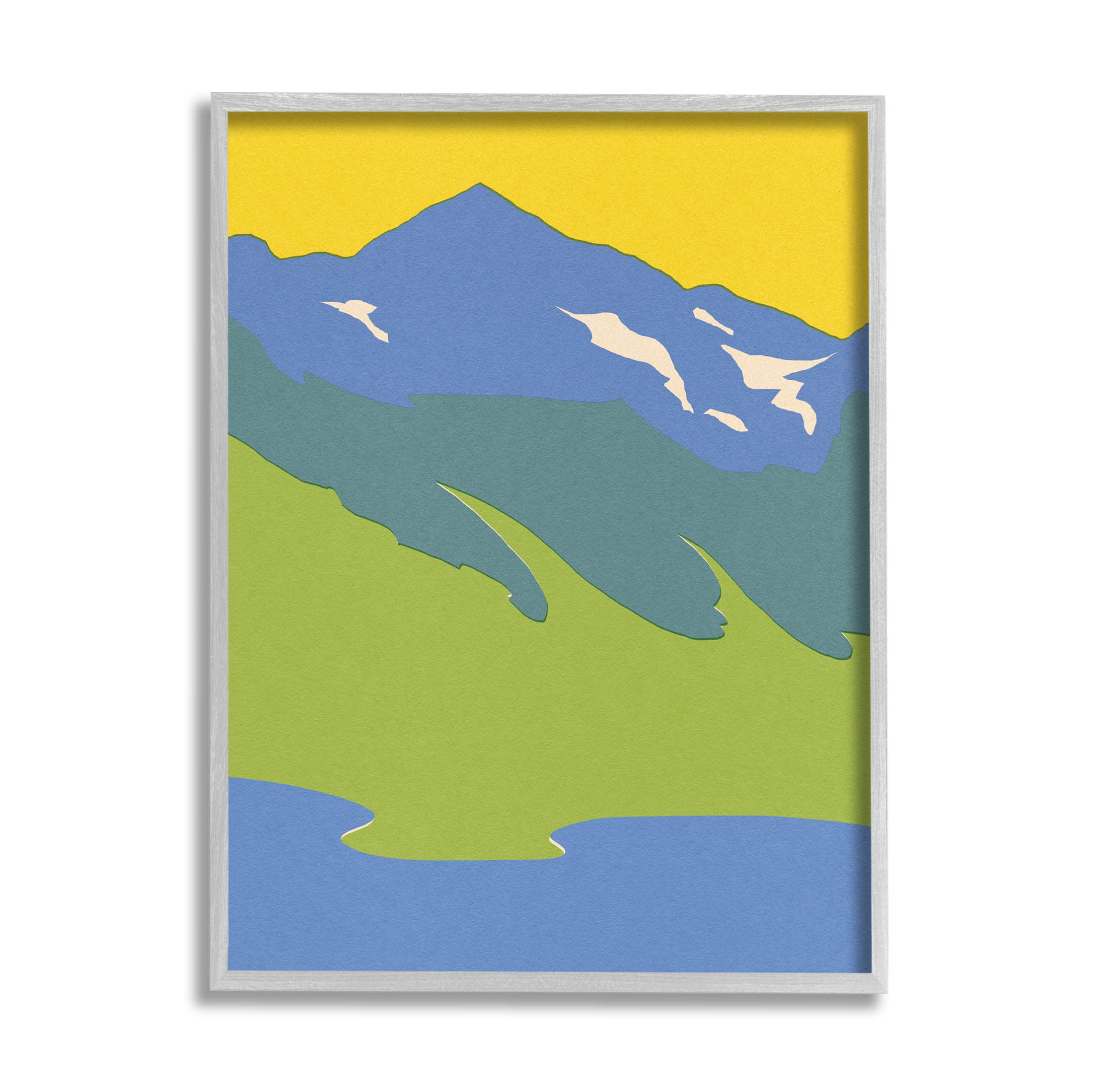 Stupell Industries Modern Mountain Sea Landscape Graphic Art Gray Framed Art Print Wall Art, Design by Jacob Green