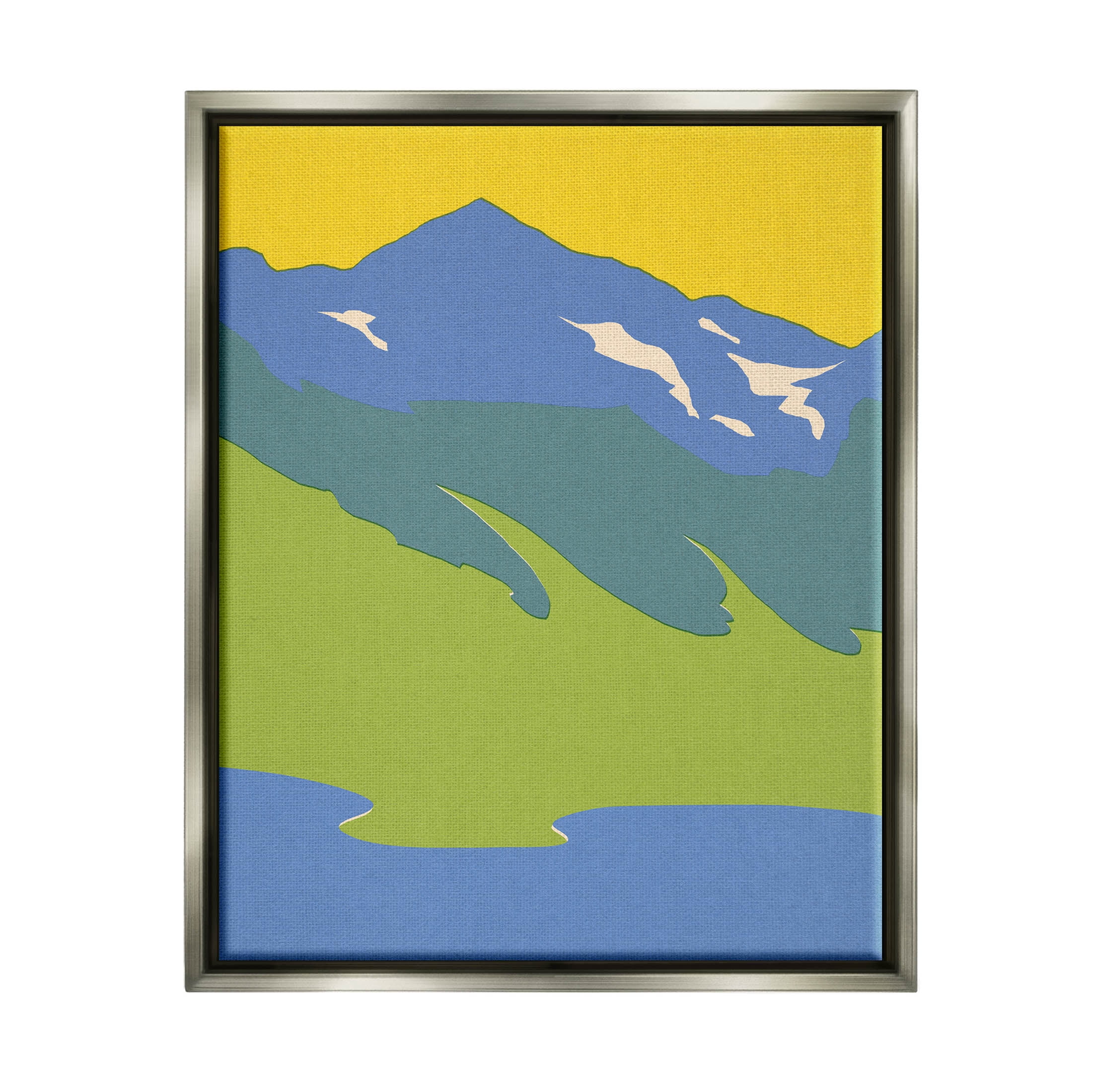 Stupell Industries Modern Mountain Sea Landscape Graphic Art Luster Gray Floating Framed Canvas Print Wall Art, Design by Jacob Green