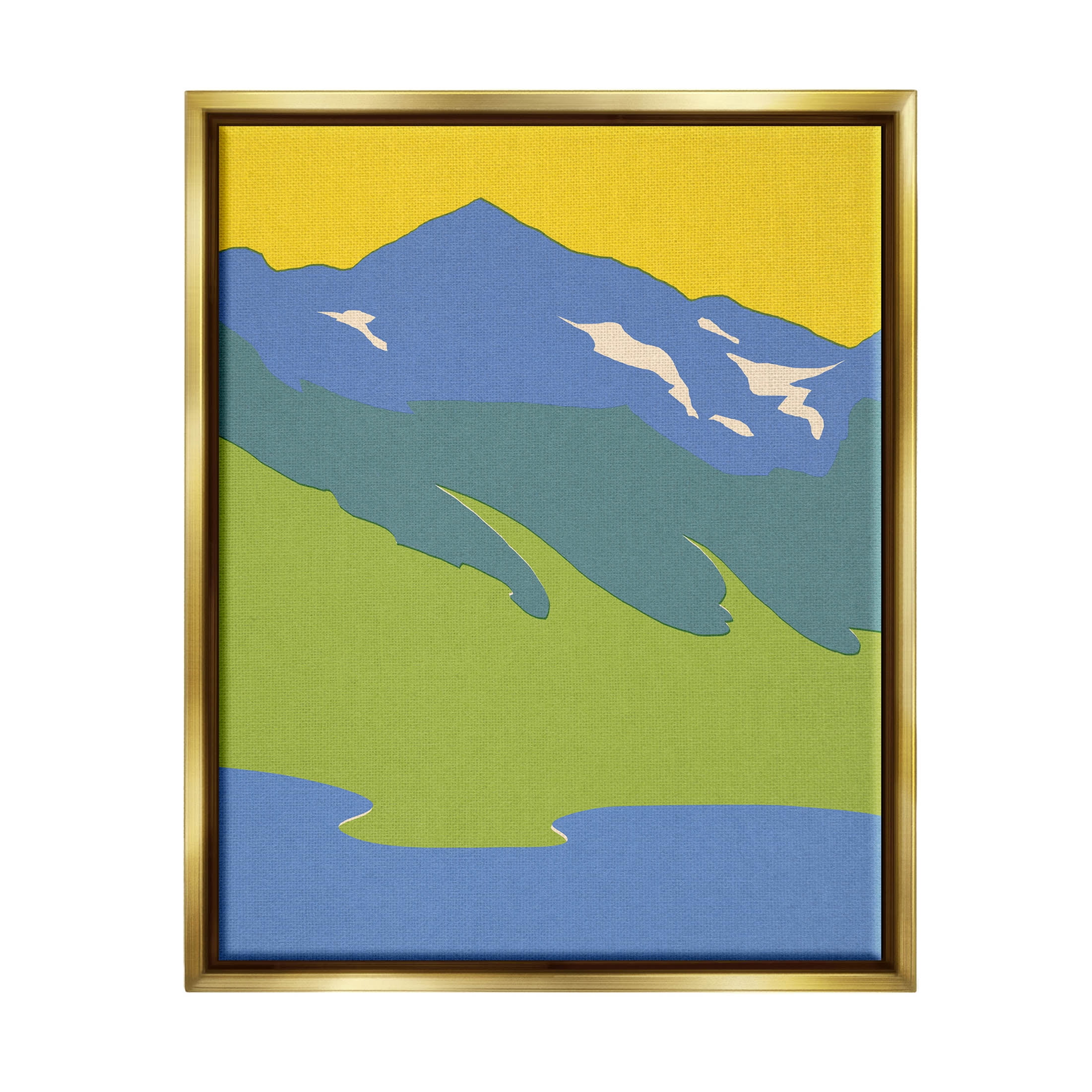 Stupell Industries Modern Mountain Sea Landscape Graphic Art Metallic Gold Floating Framed Canvas Print Wall Art, Design by Jacob Green