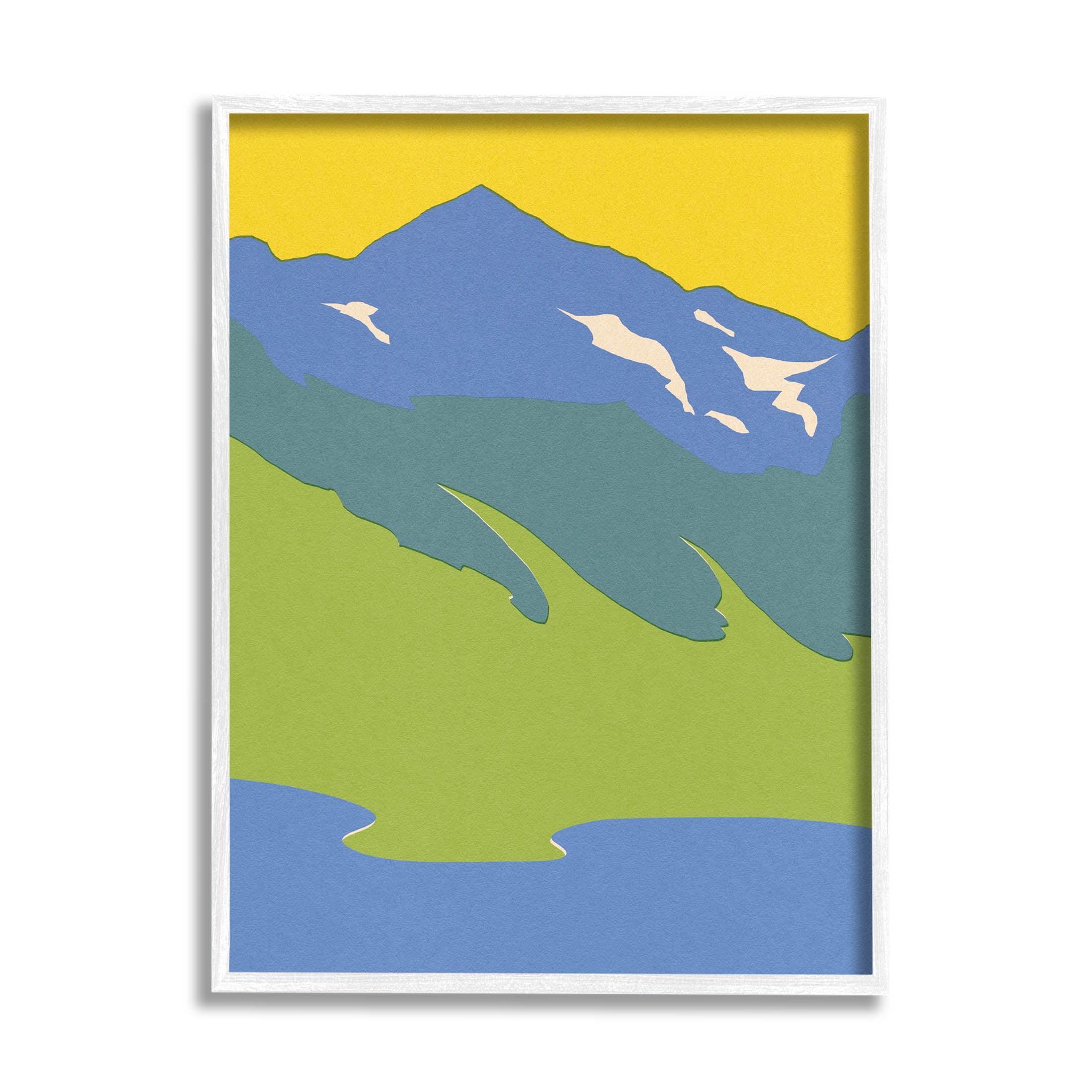 Stupell Industries Modern Mountain Sea Landscape Graphic Art White Framed Art Print Wall Art, Design by Jacob Green
