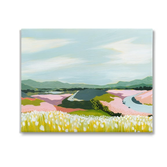 Stupell Industries Modern Mountain Stream Landscape Painting Gallery Wrapped Canvas Art Print Wall Art, 20 x 16