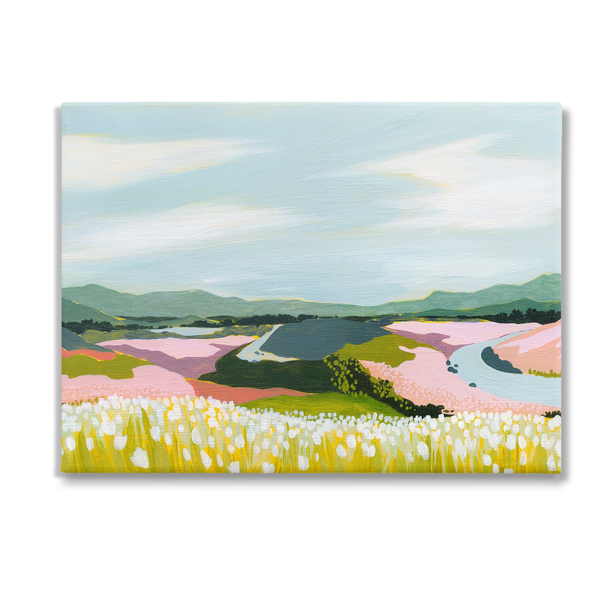 Stupell Industries Modern Mountain Stream Landscape Painting Gallery Wrapped Canvas Art Print Wall Art, 40 x 30