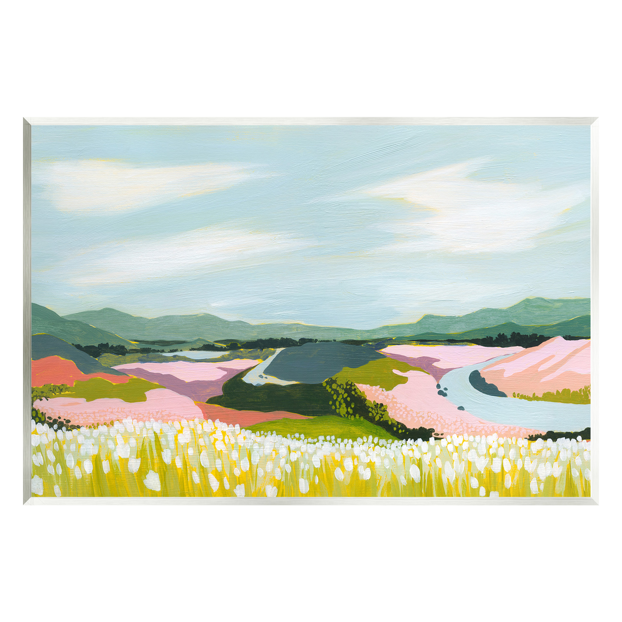 Stupell Industries Modern Mountain Stream Landscape Painting Unframed Art Print Wall Art, 19 x 13