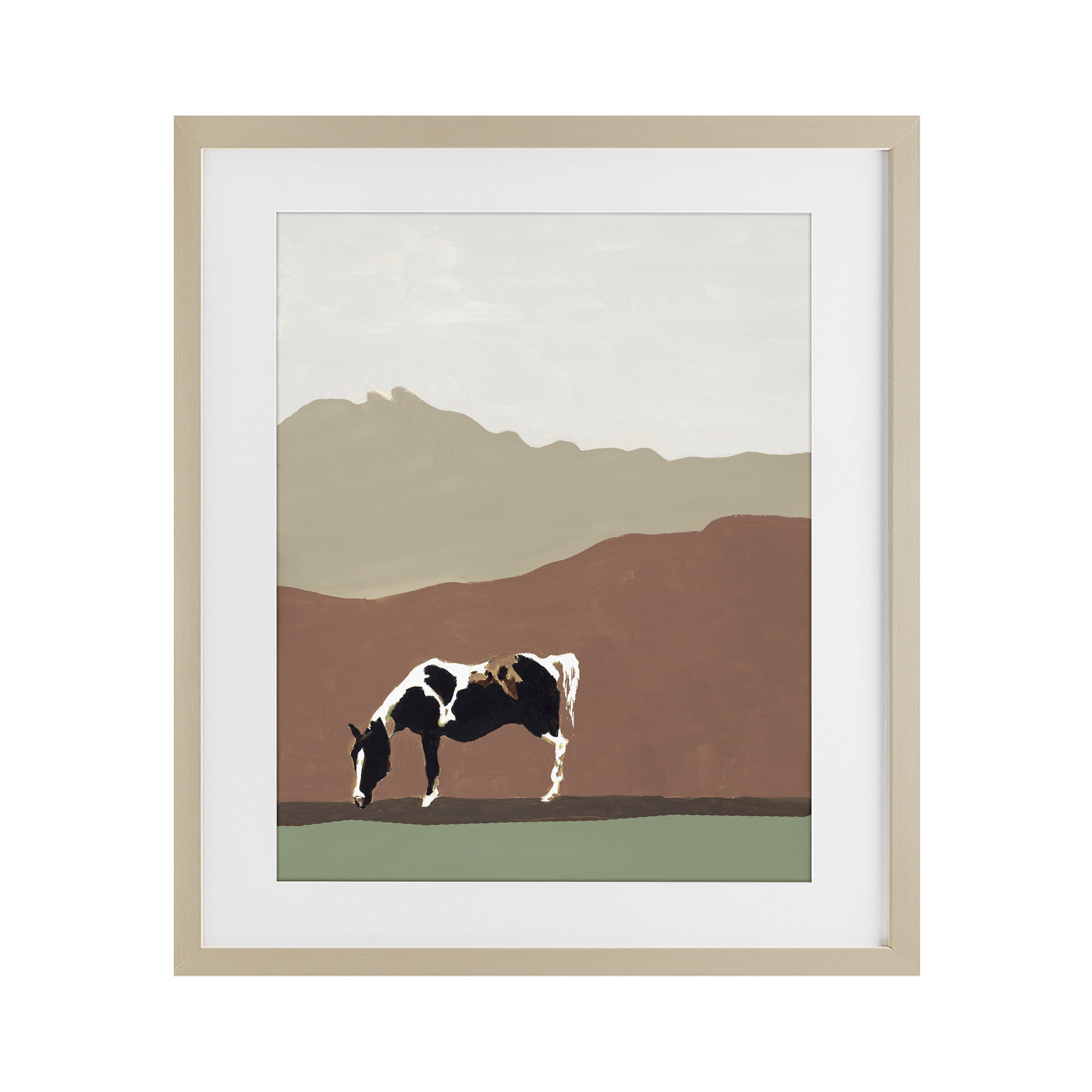 Stupell Industries Modern Mountains Horse Birch Framed Print Under Glass, design by Patricia Pinto
