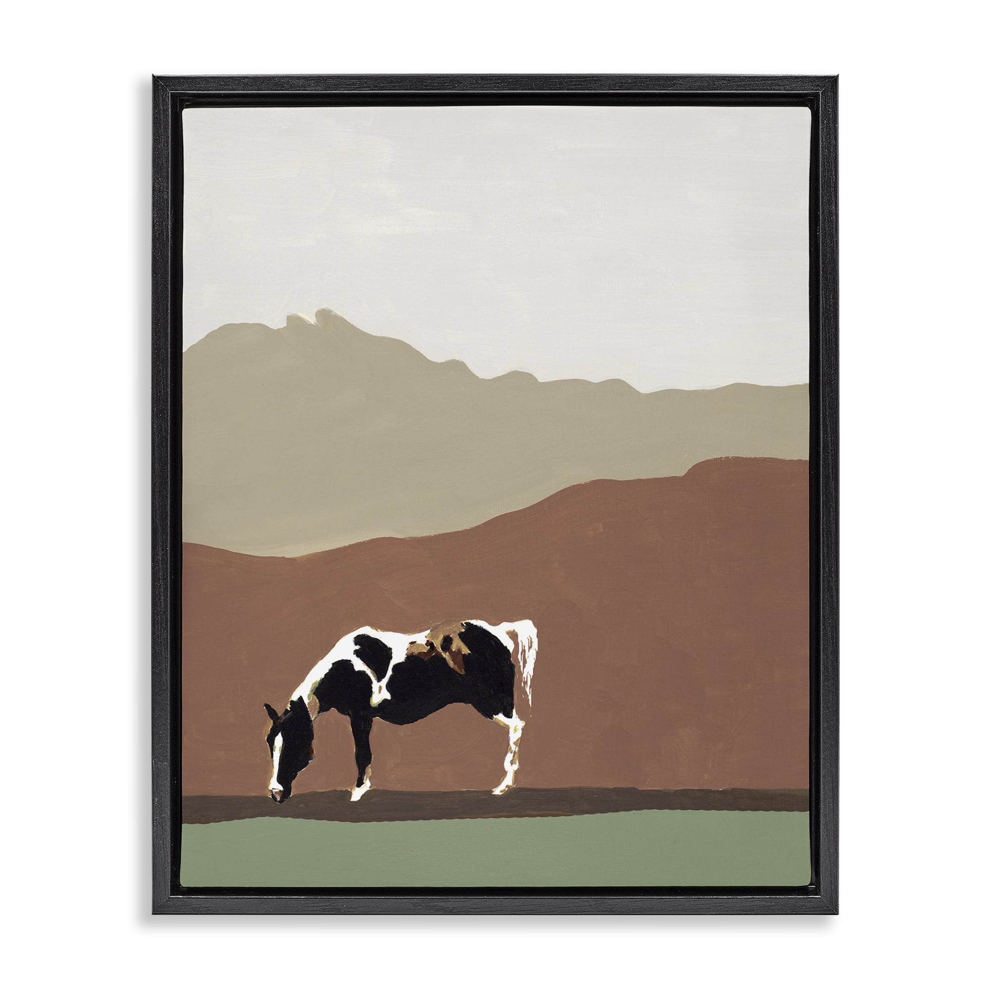Stupell Industries Modern Mountains Horse Black Framed Floater Canvas Wall Art, design by Patricia Pinto