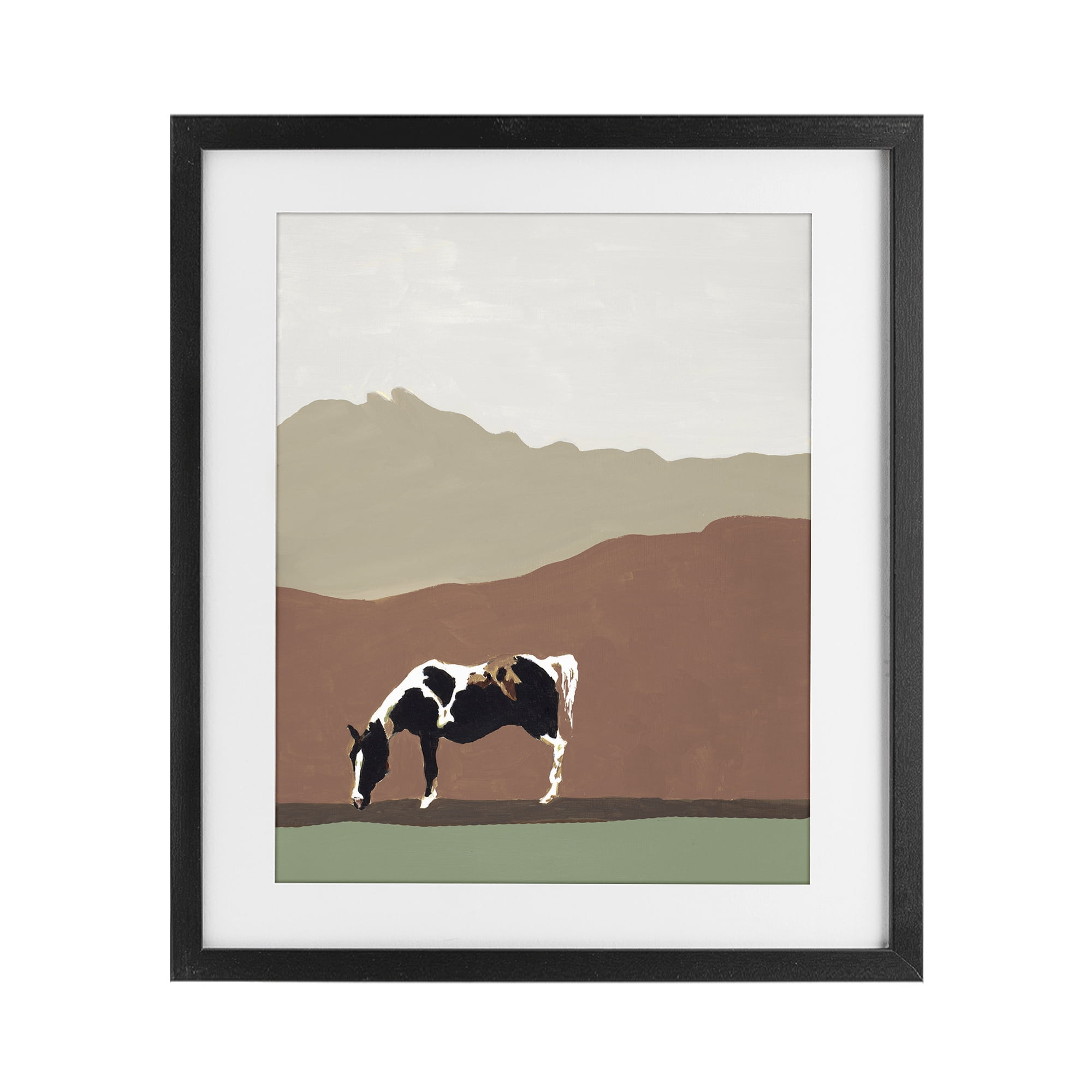 Stupell Industries Modern Mountains Horse Black Framed Print Under Glass, design by Patricia Pinto