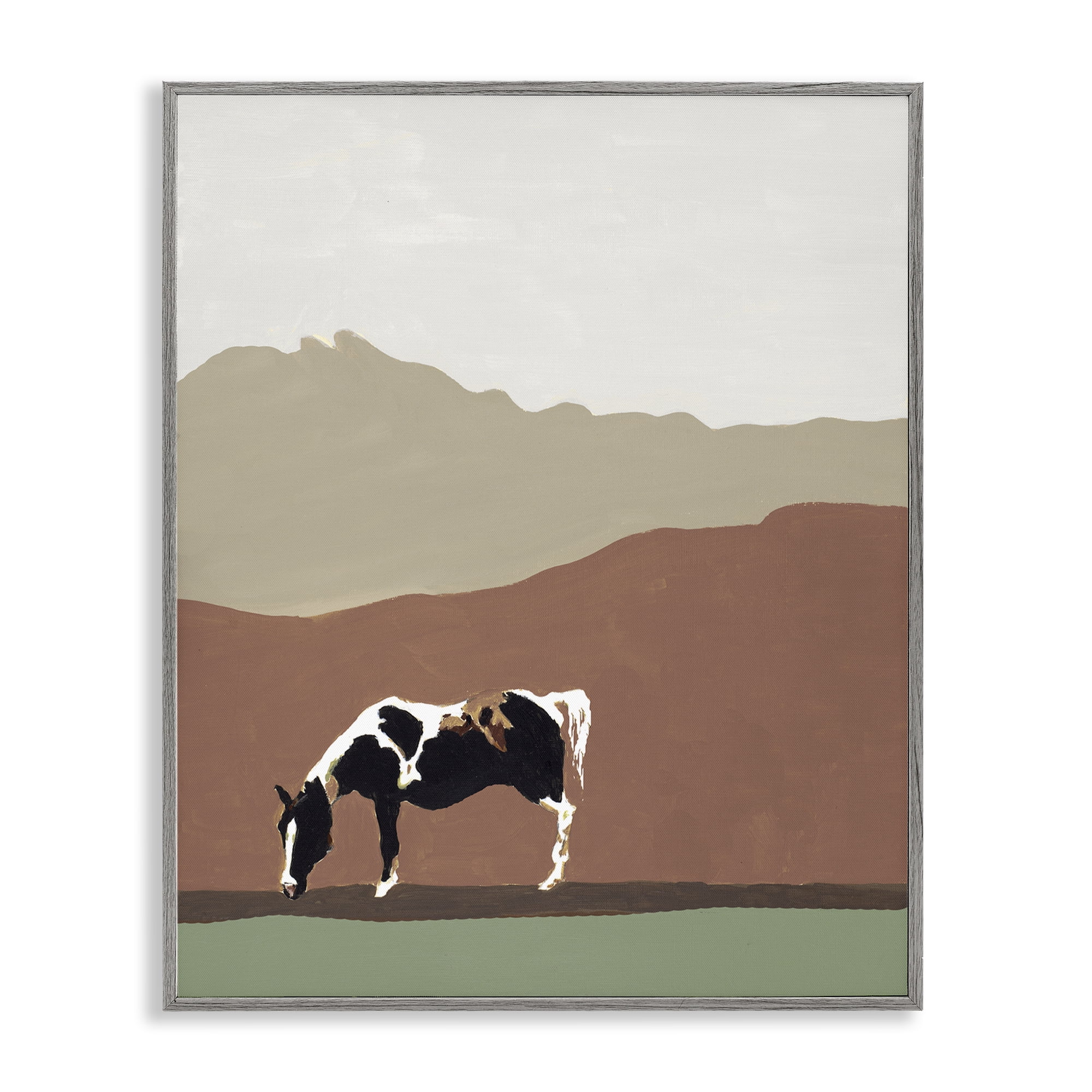 Stupell Industries Modern Mountains Horse Gray Framed Giclee Art, design by Patricia Pinto