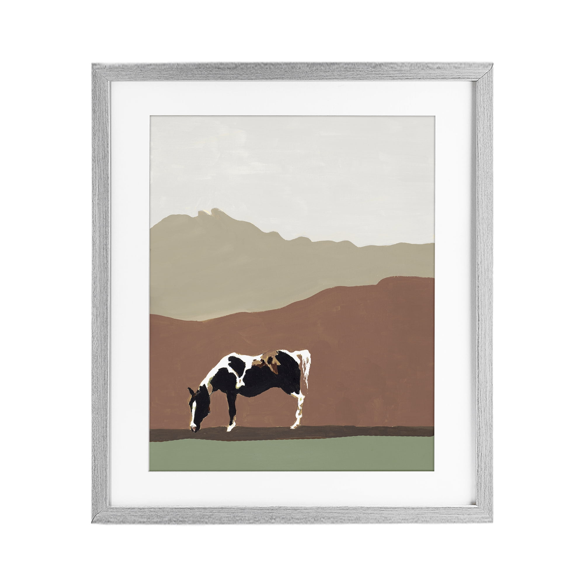 Stupell Industries Modern Mountains Horse Gray Framed Print Under Glass, design by Patricia Pinto