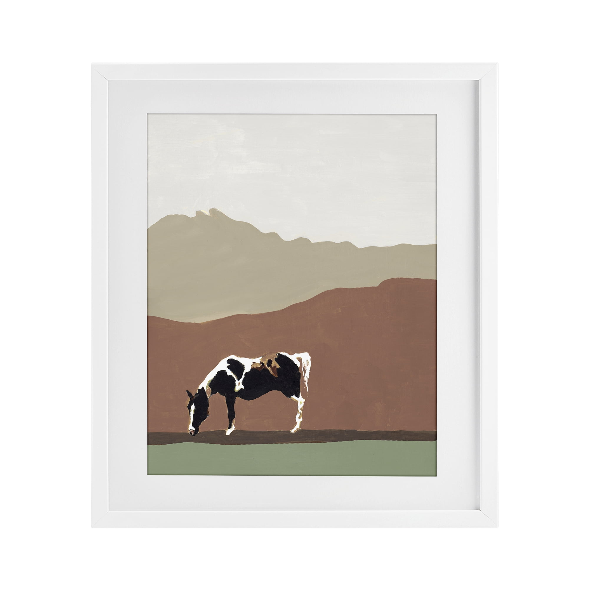 Stupell Industries Modern Mountains Horse White Framed Print Under Glass, design by Patricia Pinto