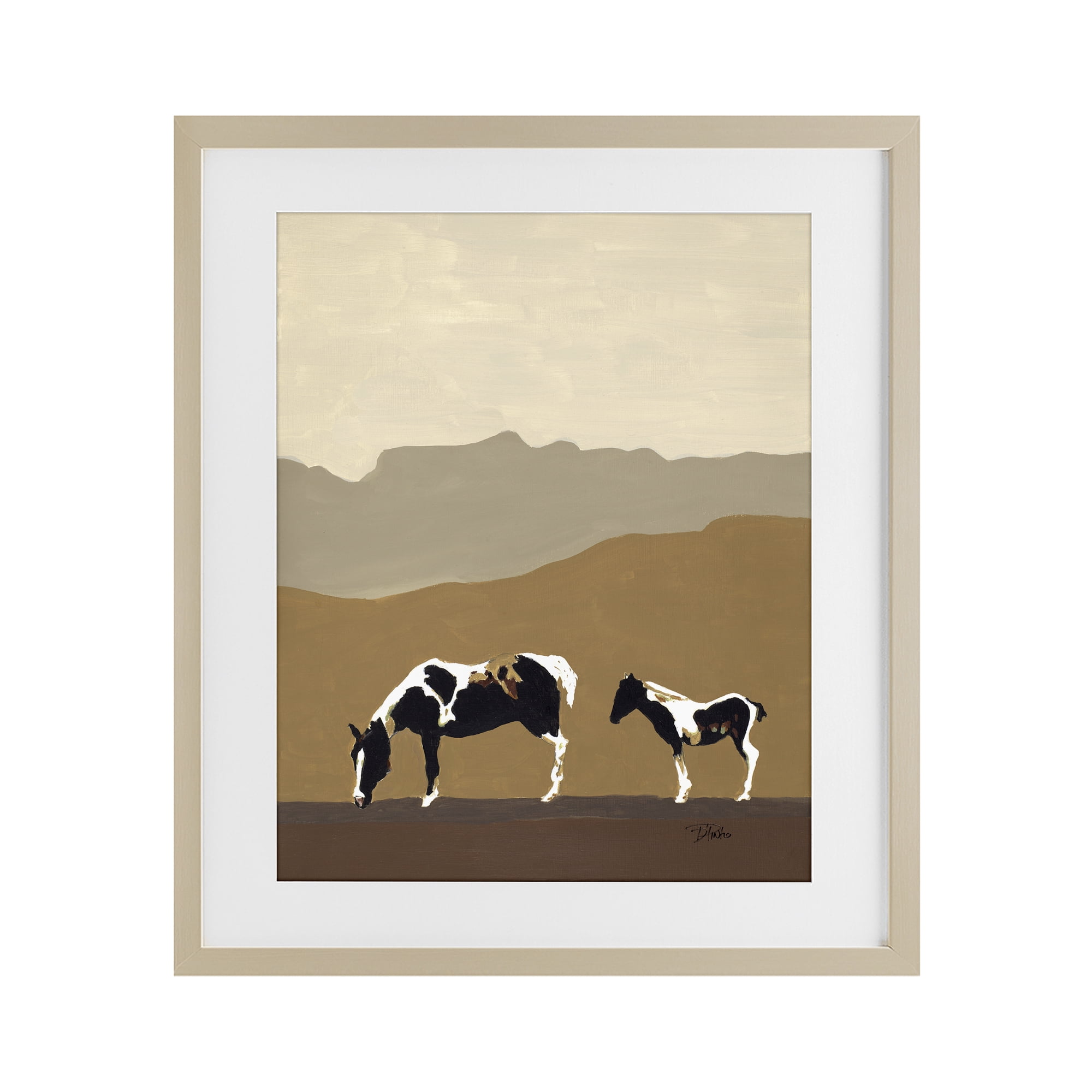 Stupell Industries Modern Mountains Horses Birch Framed Print Under Glass, design by Patricia Pinto