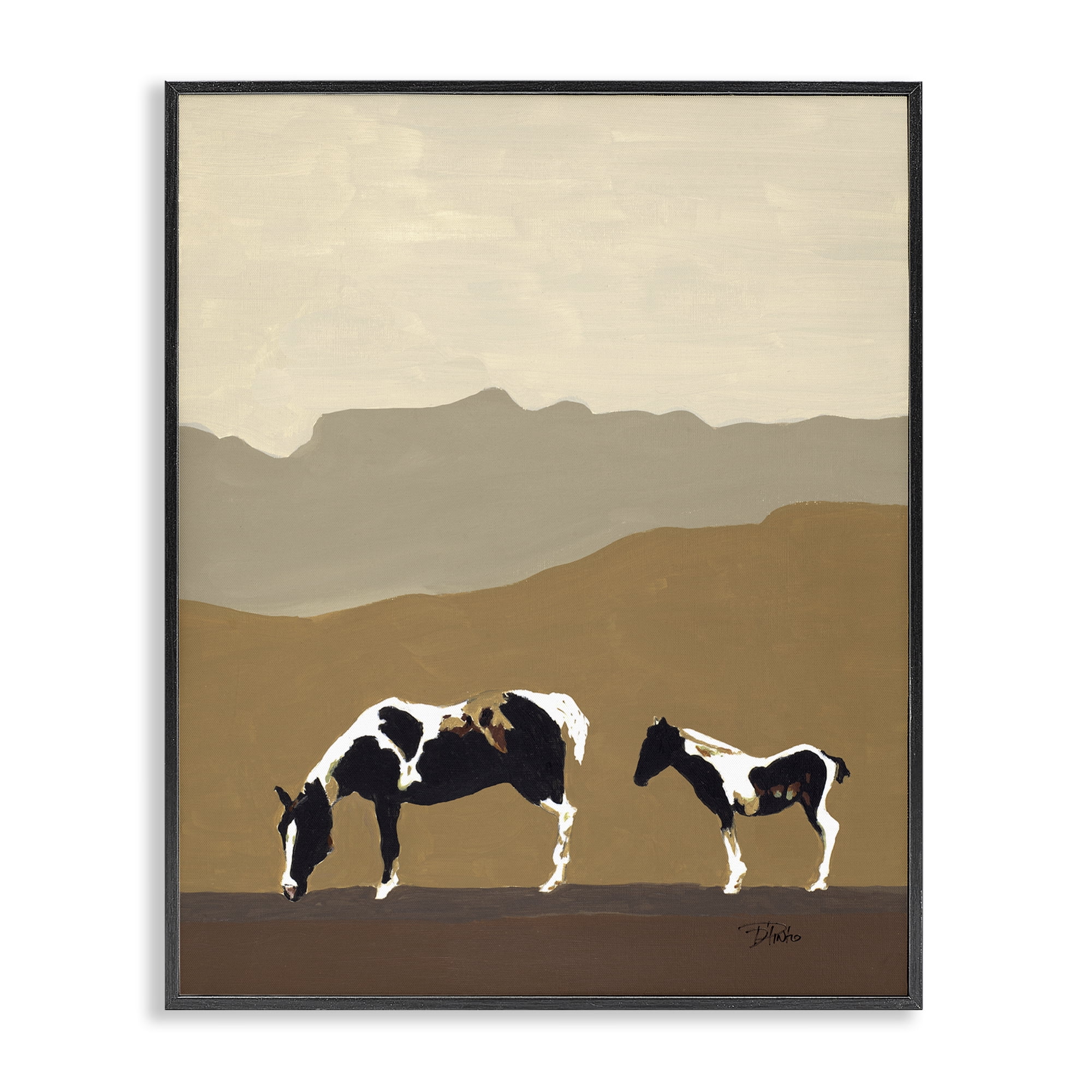 Stupell Industries Modern Mountains Horses Black Framed Giclee Art, design by Patricia Pinto