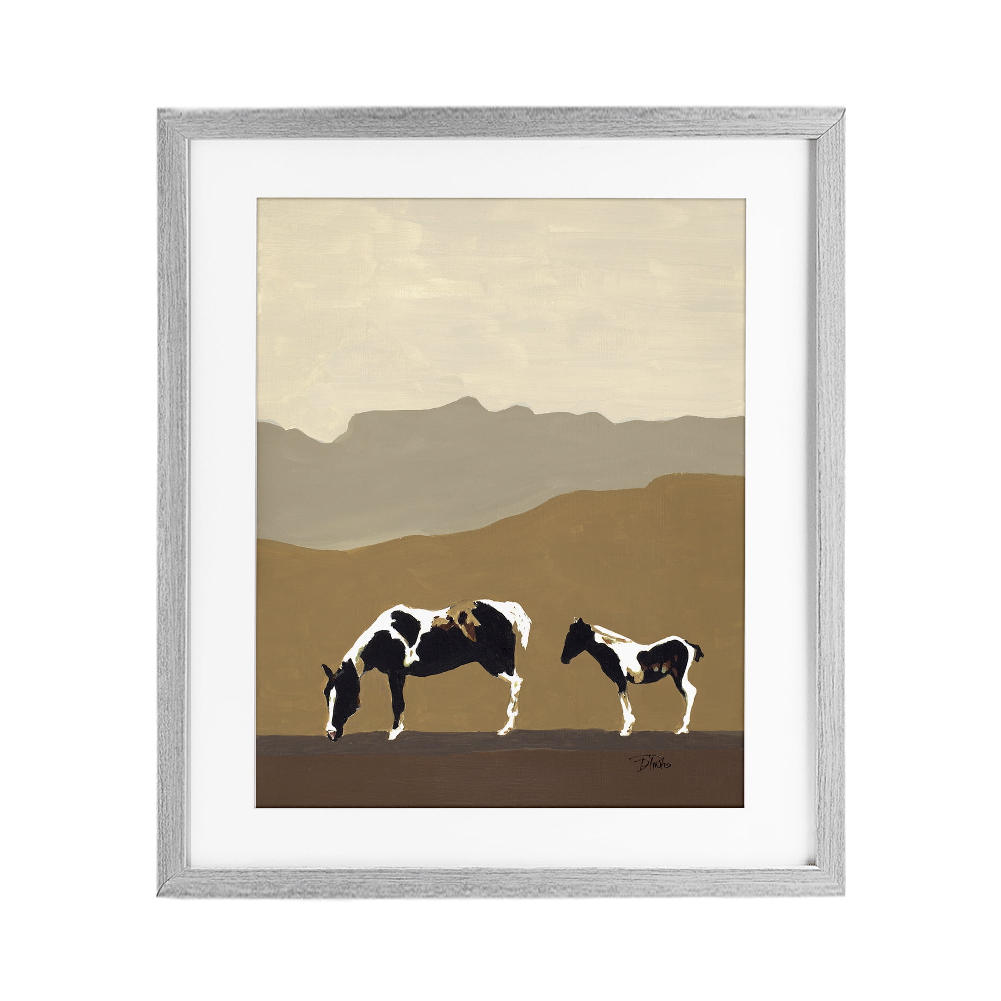 Stupell Industries Modern Mountains Horses Gray Framed Print Under Glass, design by Patricia Pinto