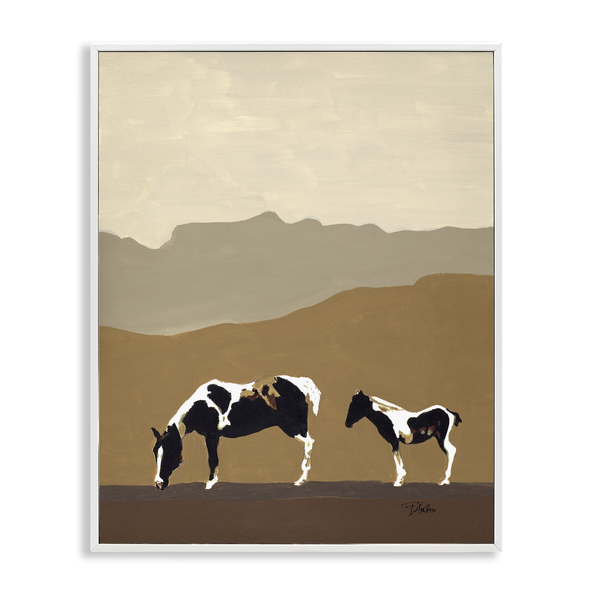 Stupell Industries Modern Mountains Horses White Framed Giclee Art, design by Patricia Pinto