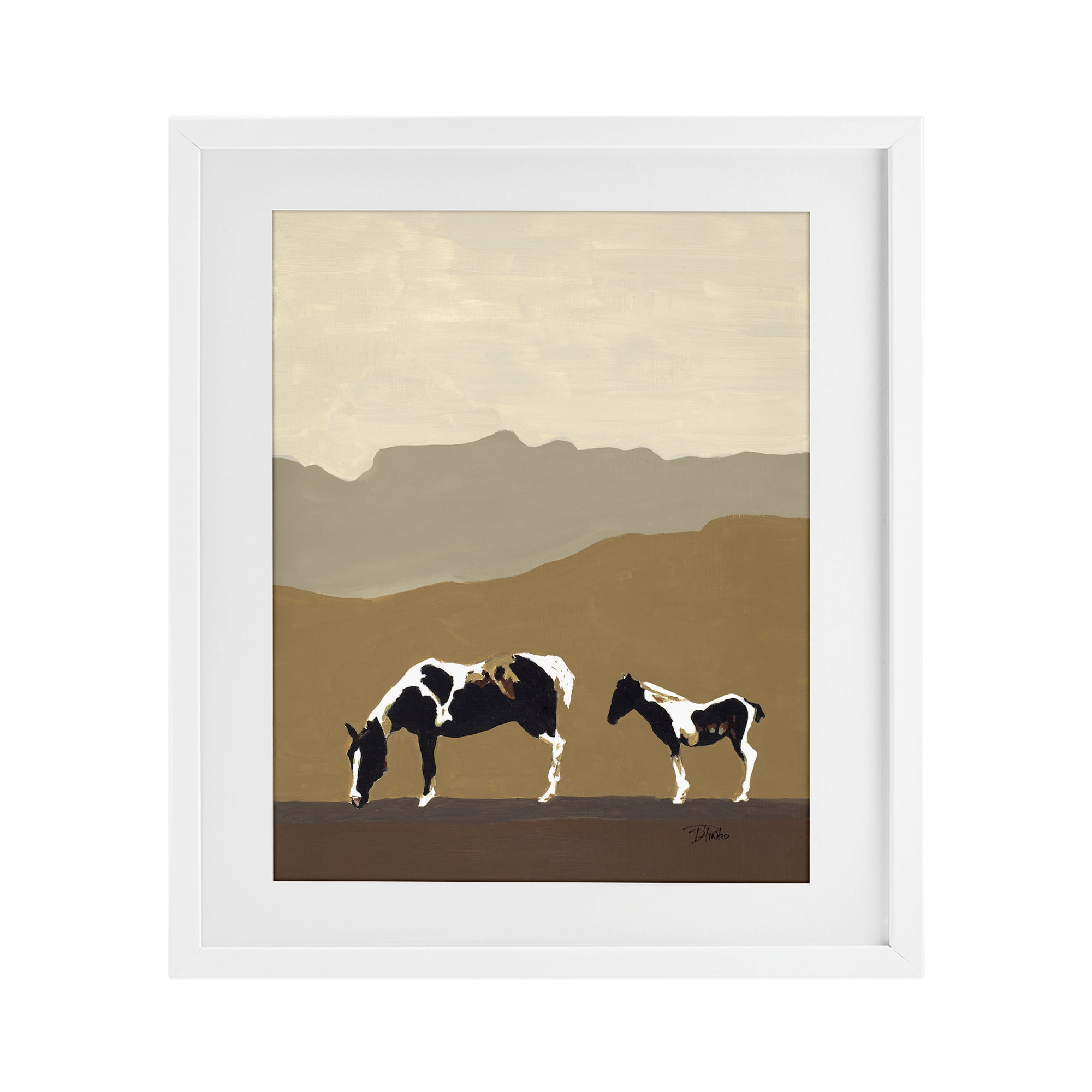 Stupell Industries Modern Mountains Horses White Framed Print Under Glass, design by Patricia Pinto