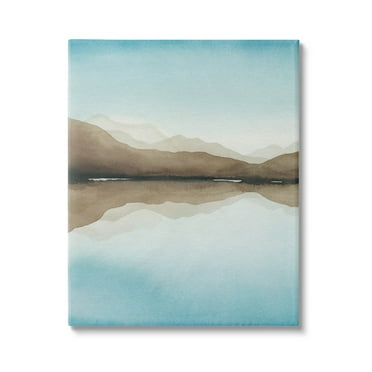 Stupell Industries Modern Mountains Lake Reflection Painting Gallery Wrapped Canvas Print Wall Art, Design by Grace Popp