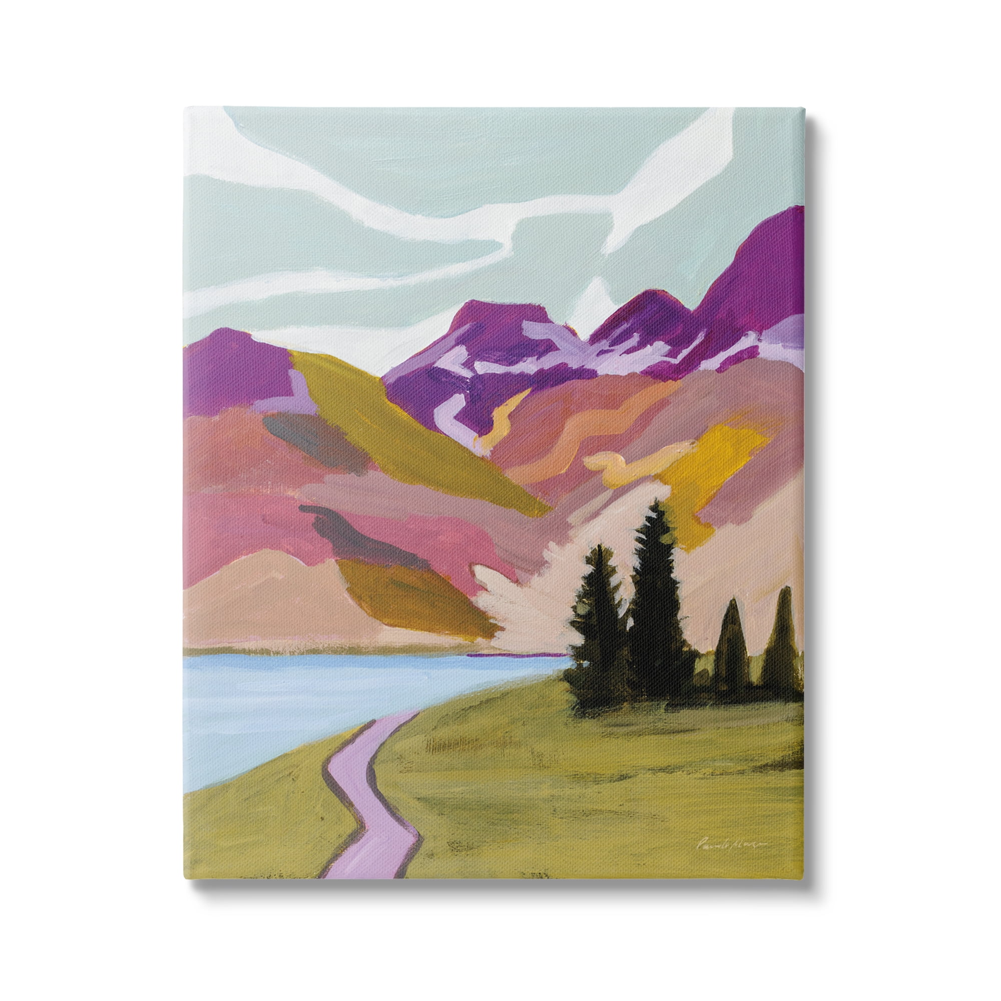 Stupell Industries Modern Mountains Landscape Landscape Painting Gallery Wrapped Canvas Art Print Wall Art, 36 x 48