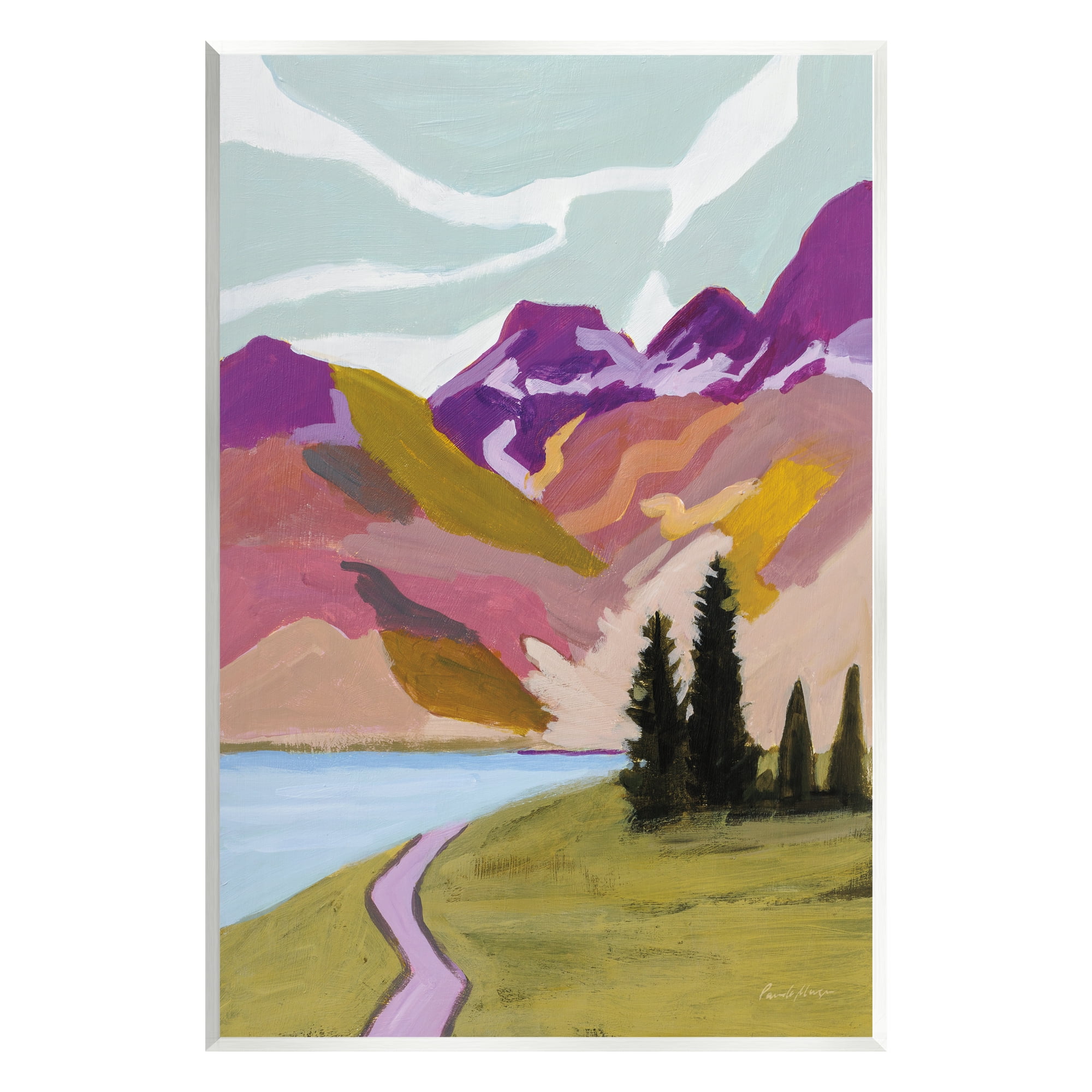 Stupell Industries Modern Mountains Landscape Landscape Painting Unframed Art Print Wall Art, 10 x 15