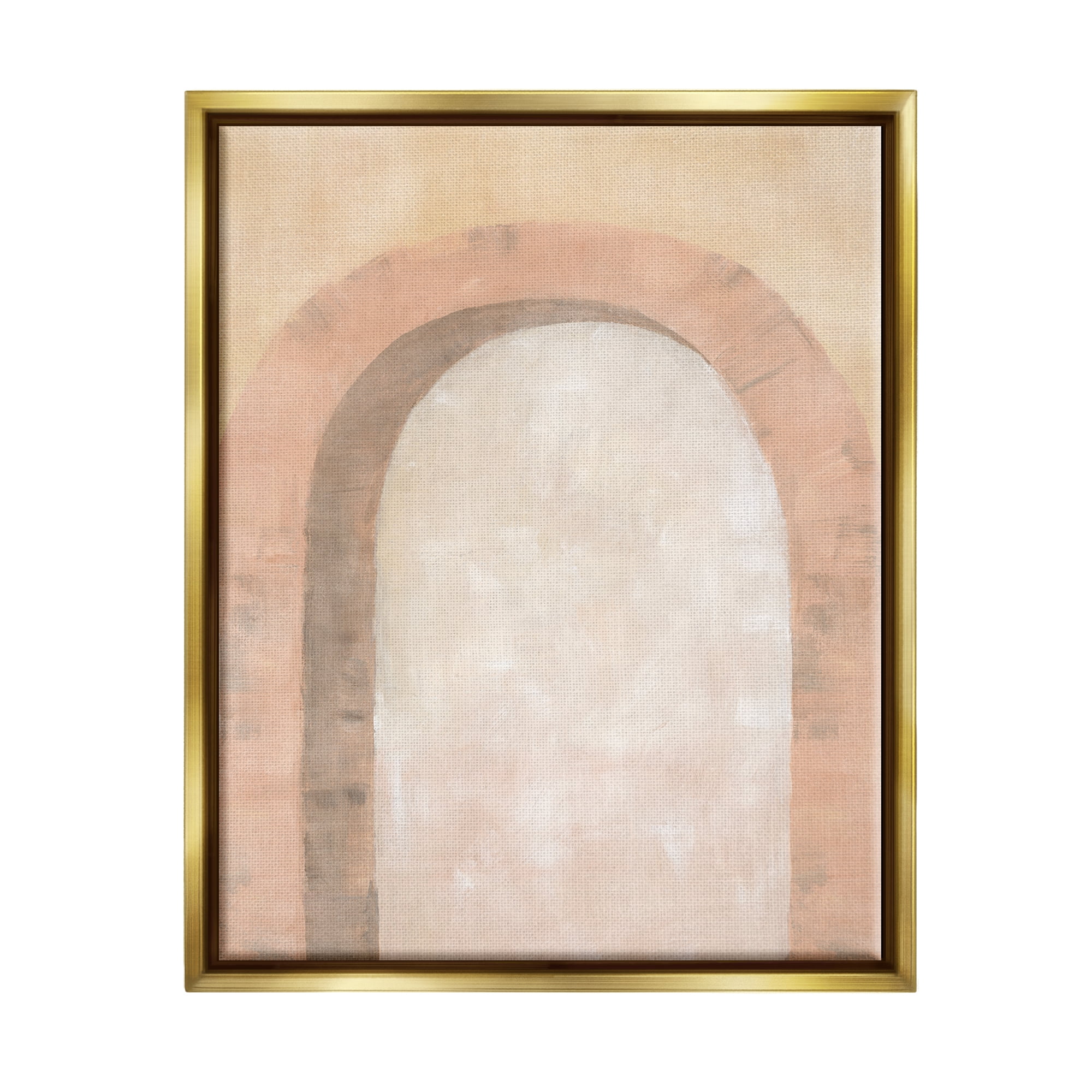 Stupell Industries Modern Muted Arch Abstract Painting Gold Floater Framed Canvas Art Print Wall Art, 17 x 21