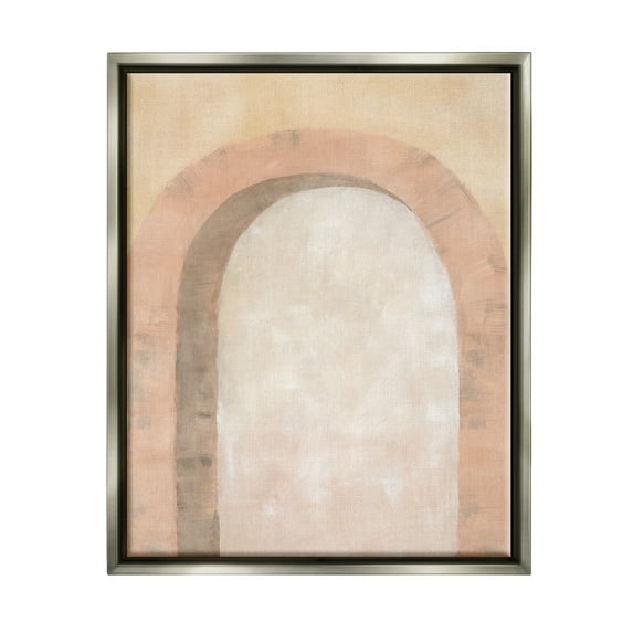 Stupell Industries Modern Muted Arch Abstract Painting Gray Floater Framed Canvas Art Print Wall Art, 17 x 21