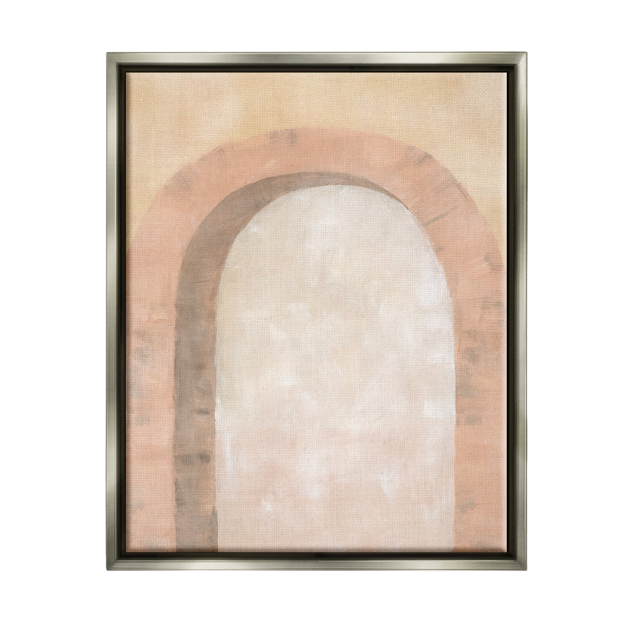 Stupell Industries Modern Muted Arch Abstract Painting Gray Floater Framed Canvas Art Print Wall Art, 25 x 31