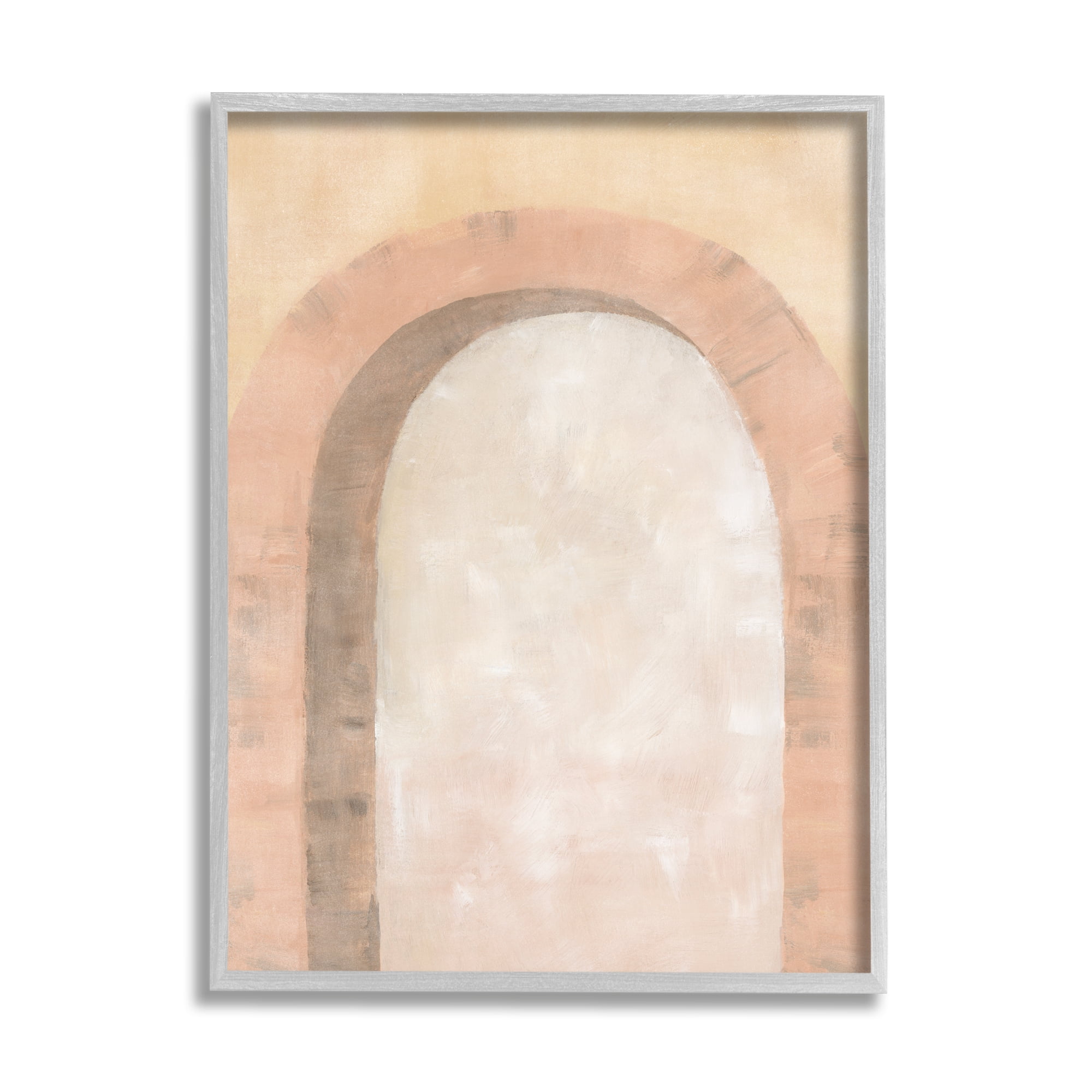 Stupell Industries Modern Muted Arch Abstract Painting Gray Framed Art Print Wall Art, 16 x 20