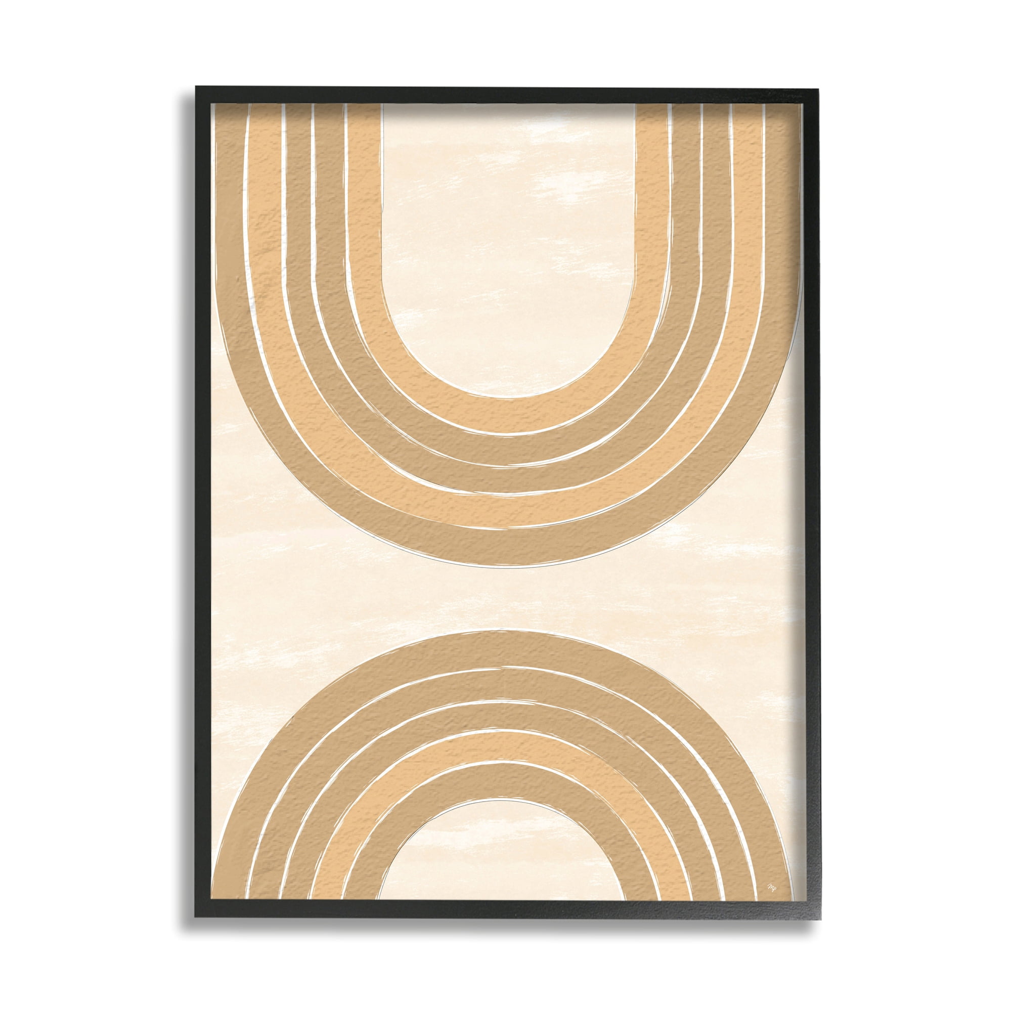 Stupell Industries Modern Muted Arches Abstract Painting Black Framed Art Print Wall Art, 24 x 30