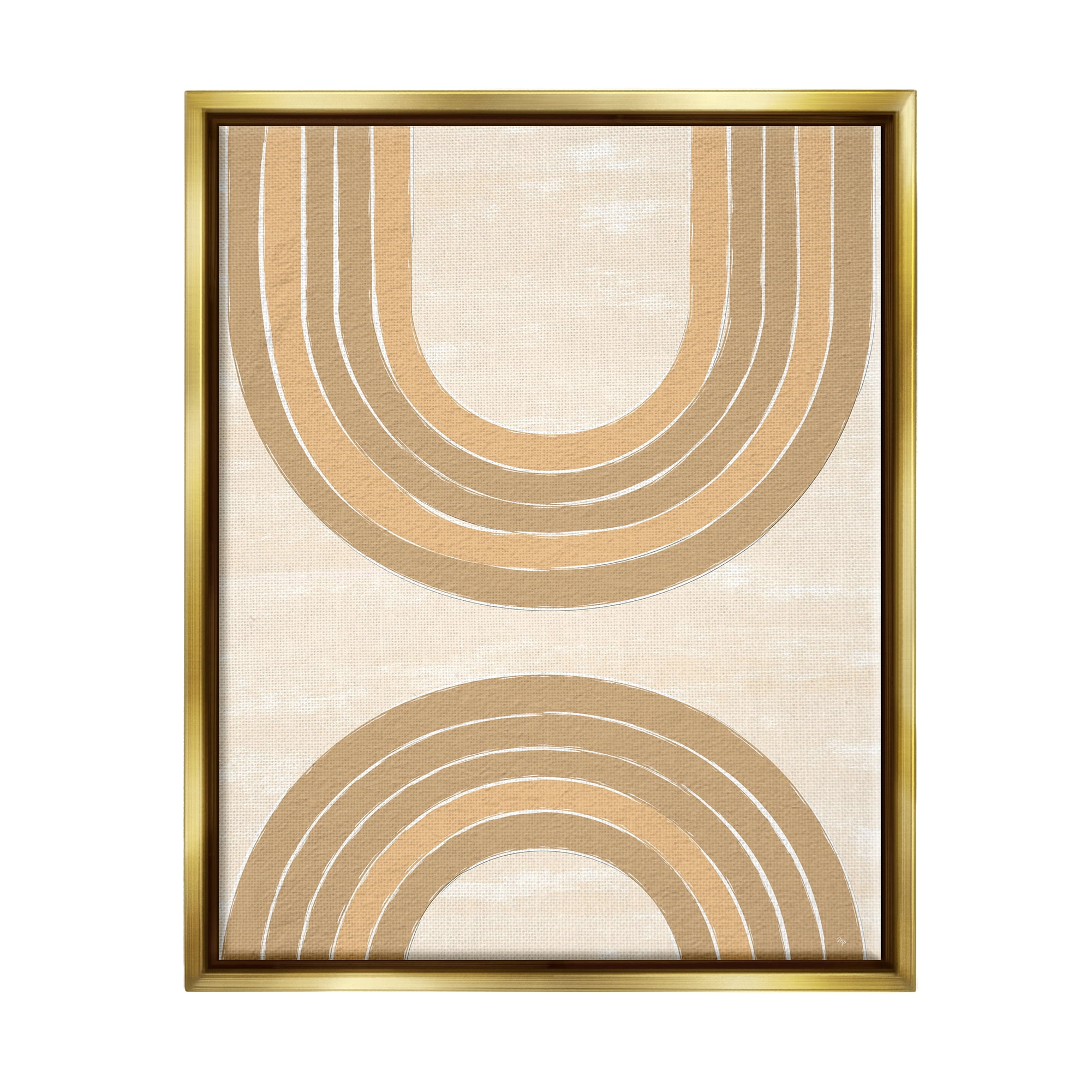 Stupell Industries Modern Muted Arches Abstract Painting Gold Floater Framed Canvas Art Print Wall Art, 17 x 21