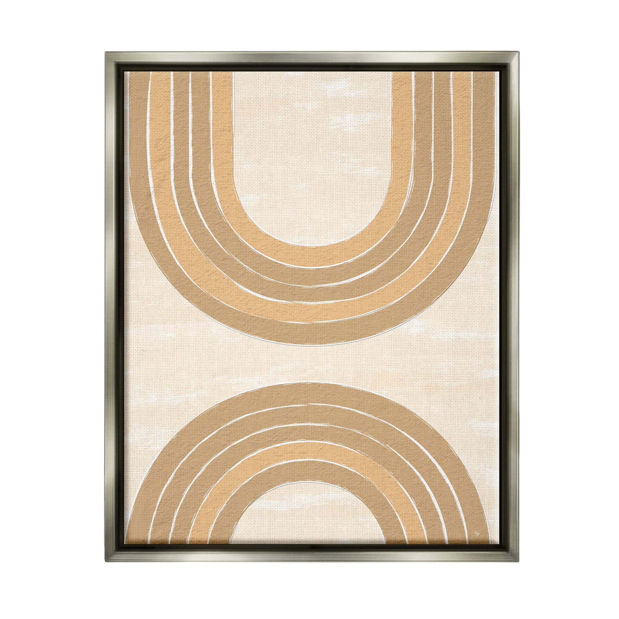 Stupell Industries Modern Muted Arches Abstract Painting Gray Floater Framed Canvas Art Print Wall Art, 25 x 31