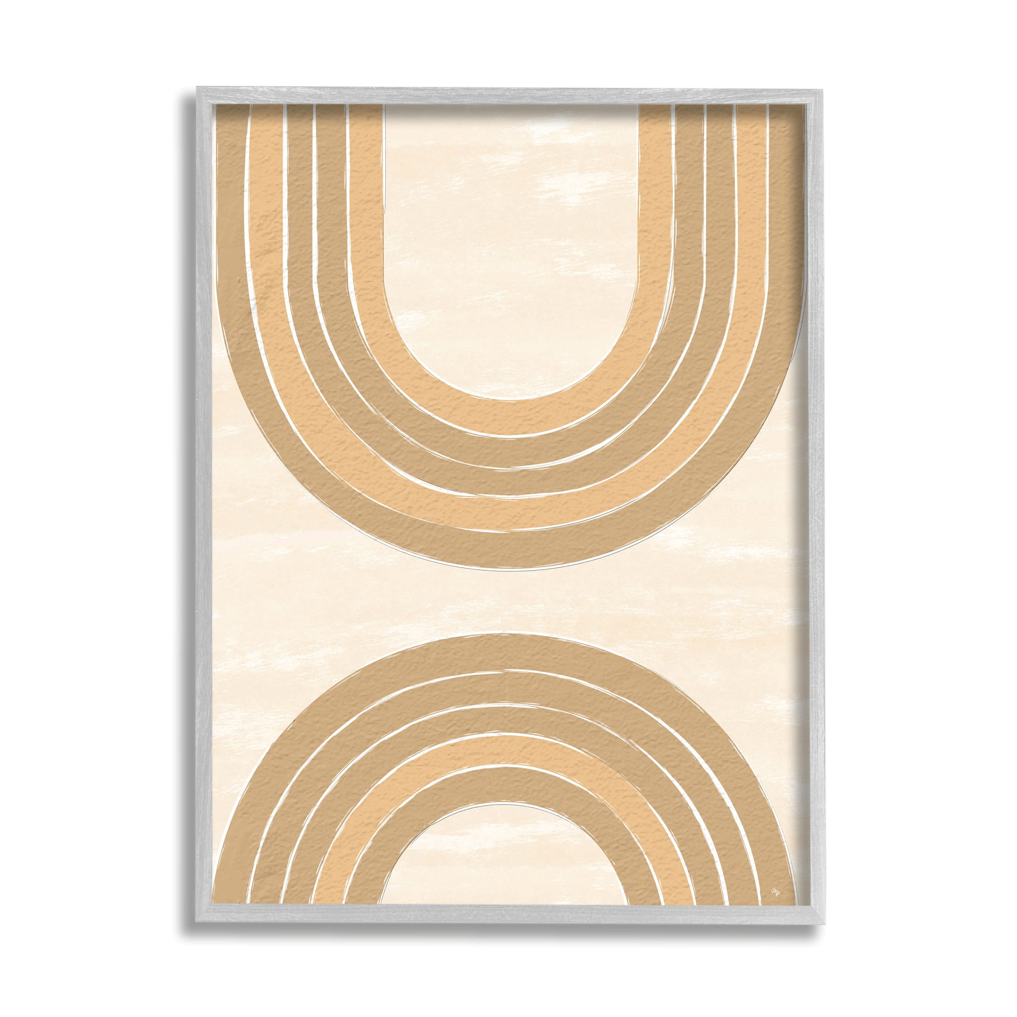 Stupell Industries Modern Muted Arches Abstract Painting Gray Framed Art Print Wall Art, 24 x 30