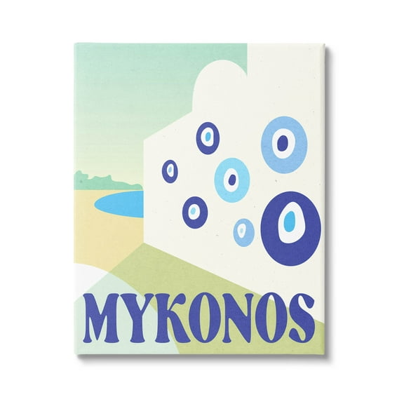 Stupell Industries Modern Mykonos Greece Graphic Art Gallery Wrapped Canvas Print Wall Art, Design by Daphne Polselli