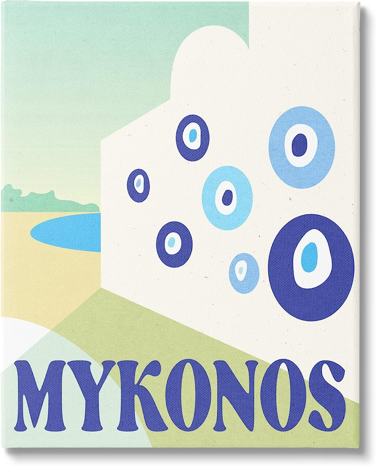Modern Mykonos Greece Graphic Art Print on MDF Wood