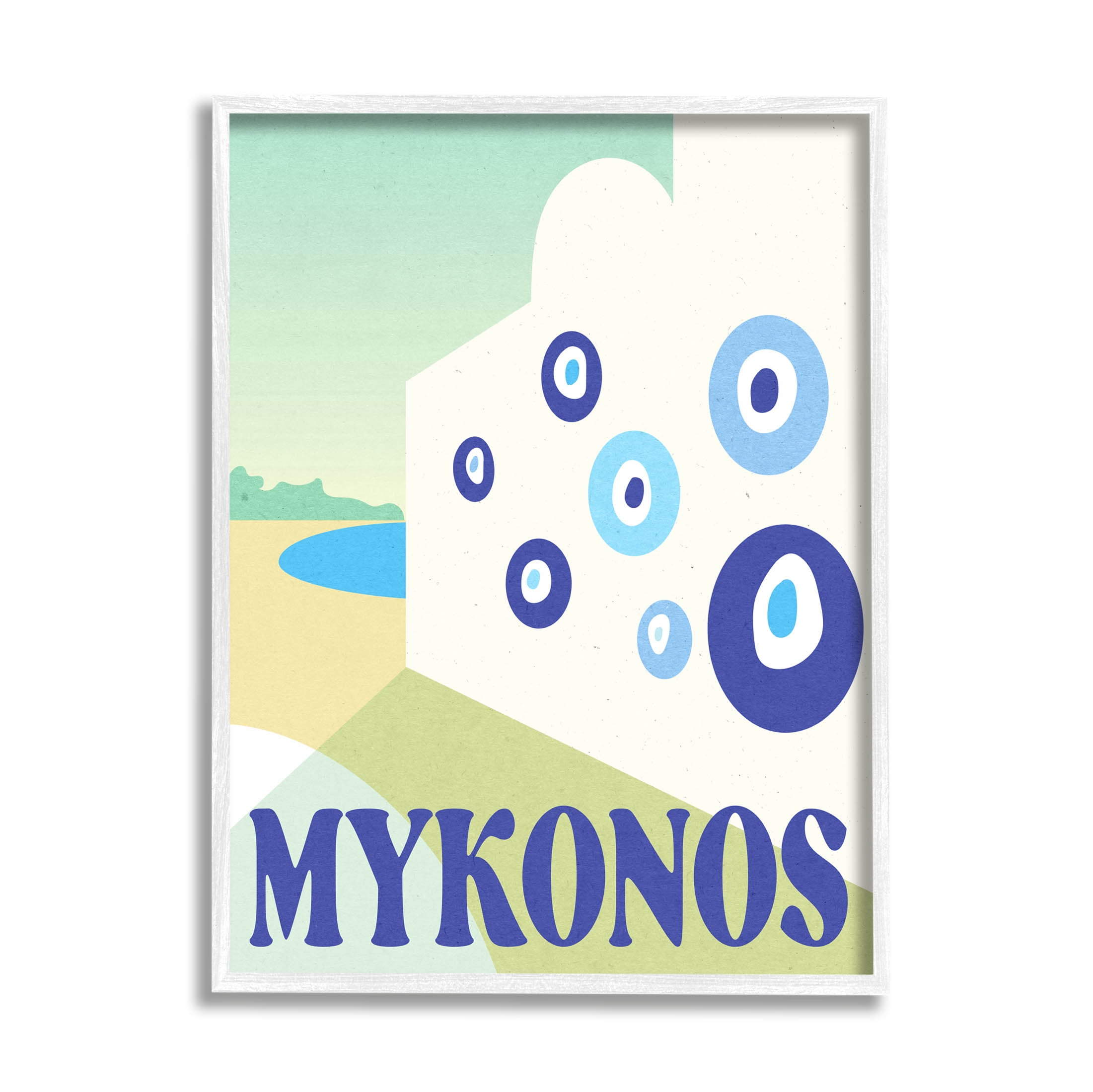 Stupell Industries Modern Mykonos Greece Graphic Art White Framed Art Print Wall Art, Design by Daphne Polselli