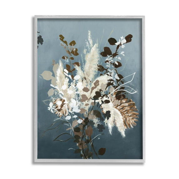 Stupell Industries Modern Natural Floral Bouquet Graphic Art Gray Framed Art Print Wall Art, Design by Design Fabrikken