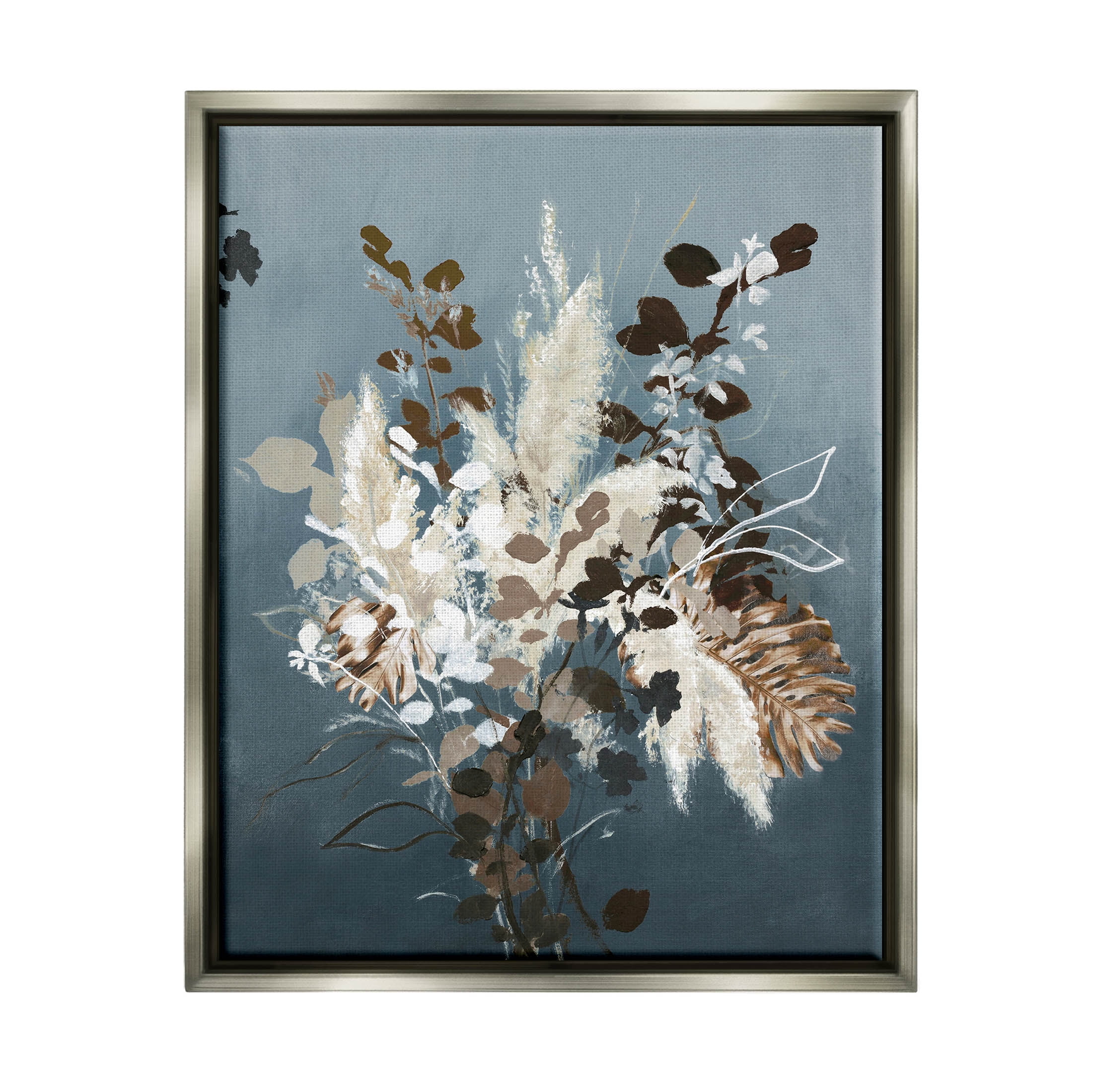 Stupell Industries Modern Natural Floral Bouquet Graphic Art Luster Gray Floating Framed Canvas Print Wall Art, Design by Design Fabrikken