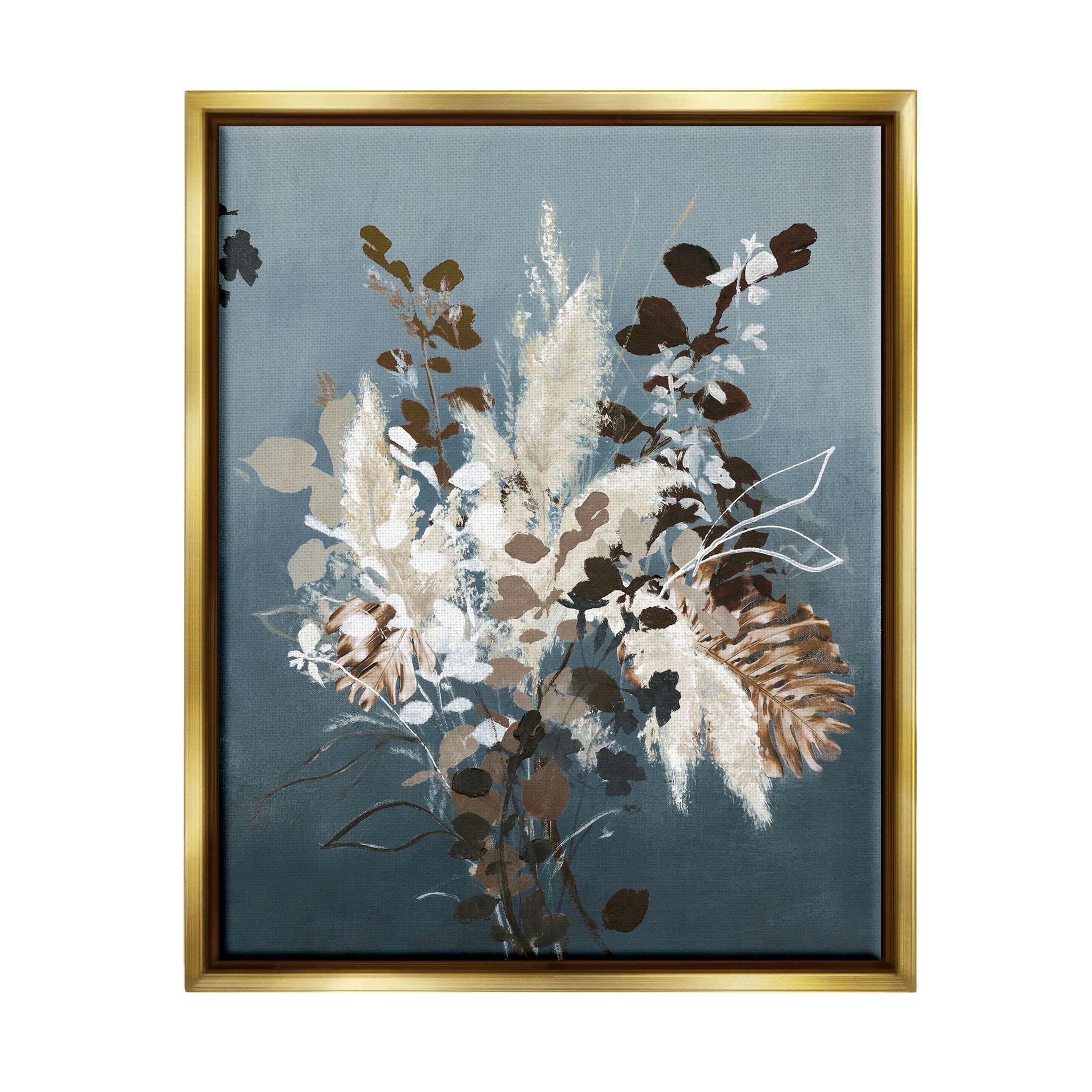 Stupell Industries Modern Natural Floral Bouquet Graphic Art Metallic Gold Floating Framed Canvas Print Wall Art, Design by Design Fabrikken