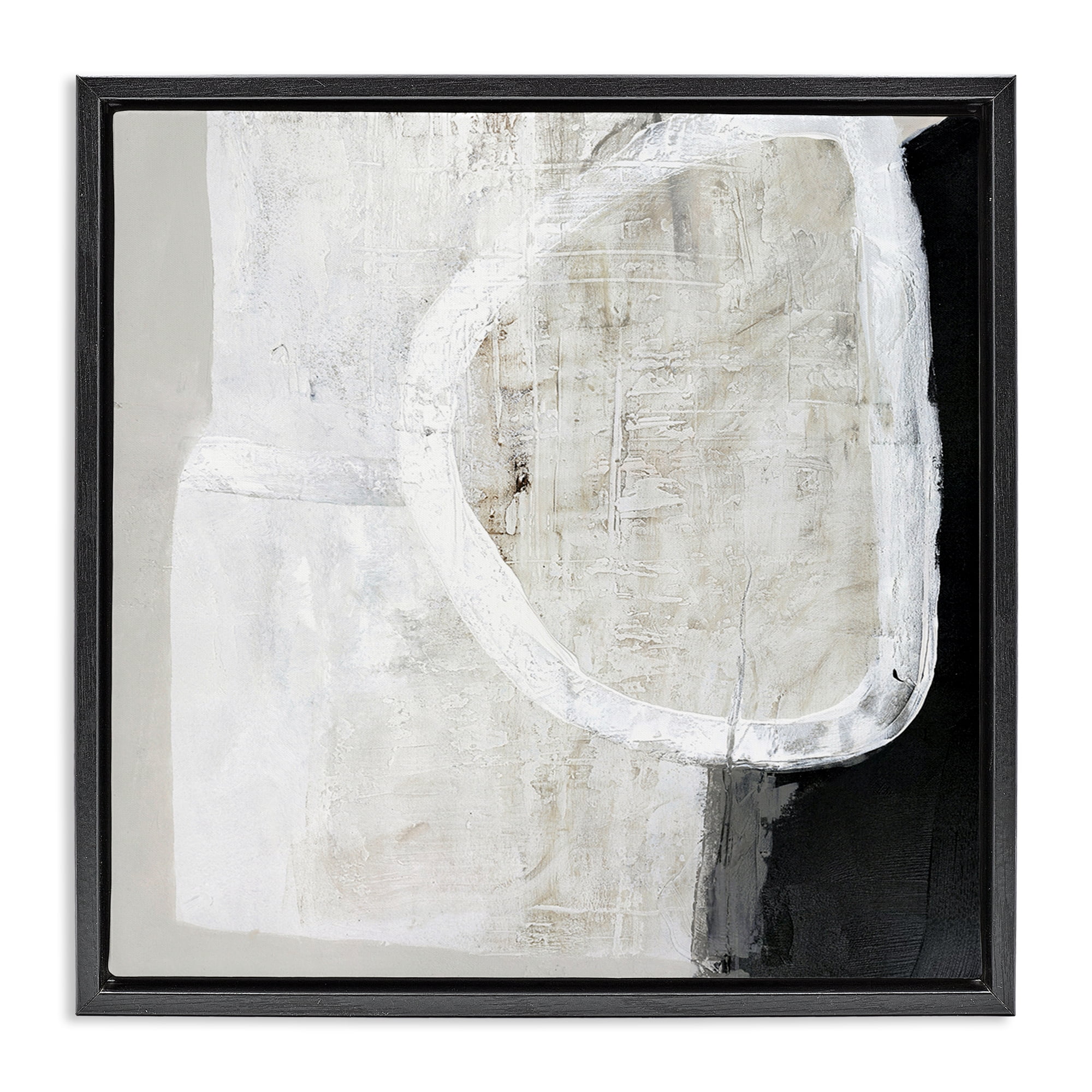 Stupell Industries Modern Neutral Abstraction Abstract Painting Black Floater Framed Canvas Art Print Wall Art, 25 x 25