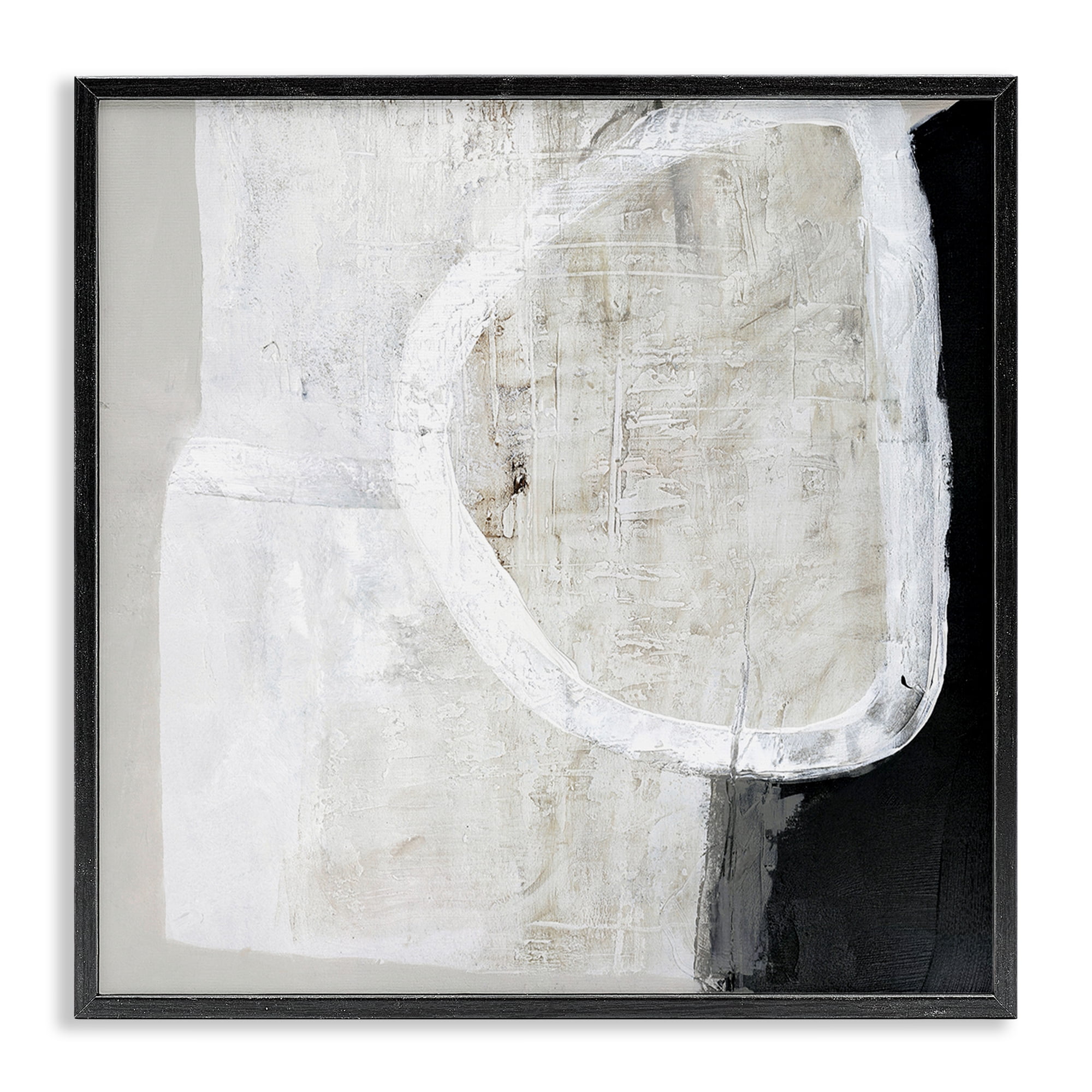 Stupell Industries Modern Neutral Abstraction Abstract Painting Black Framed Art Print Wall Art, 24 x 24