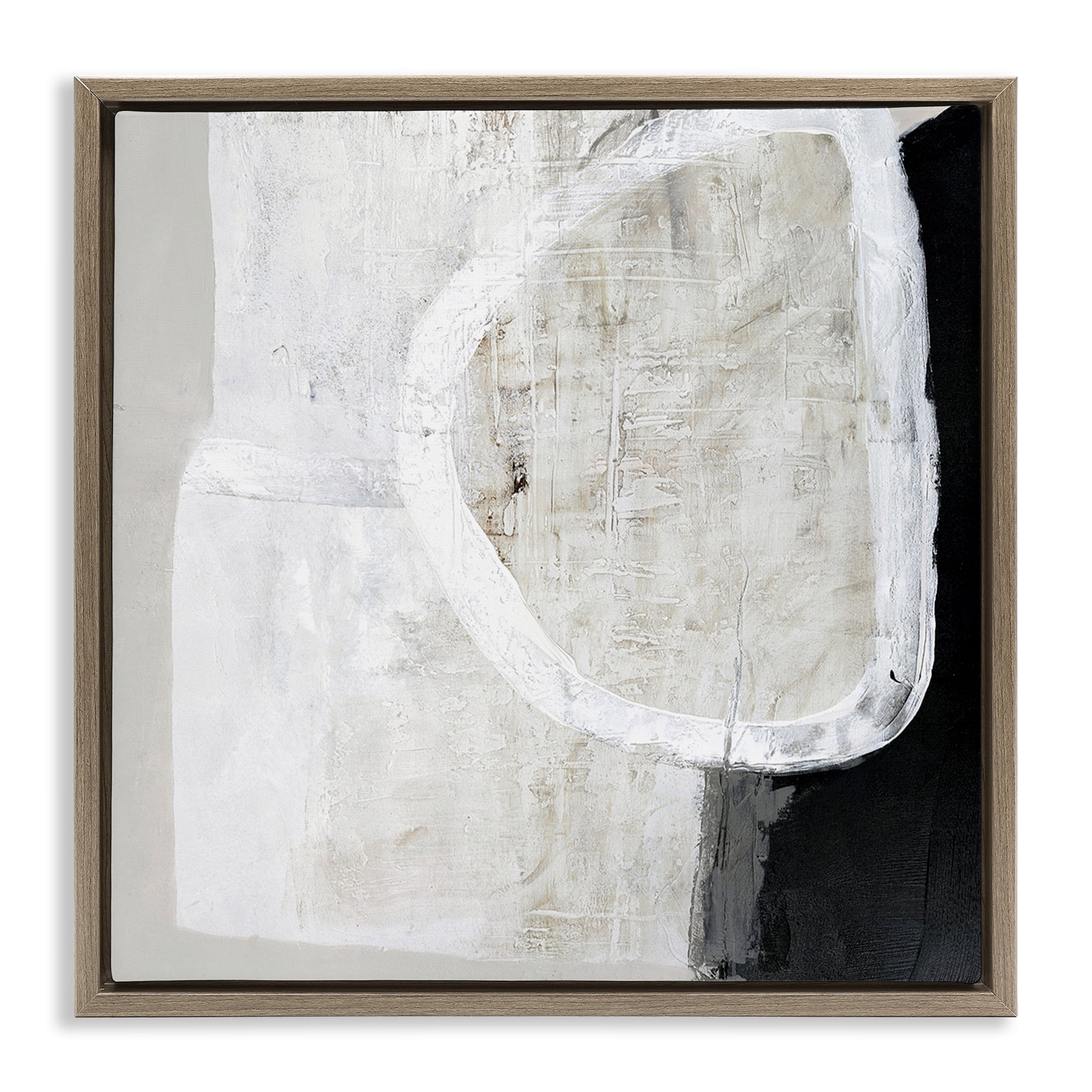 Stupell Industries Modern Neutral Abstraction Abstract Painting Brown Floater Framed Canvas Art Print Wall Art, 18 x 18