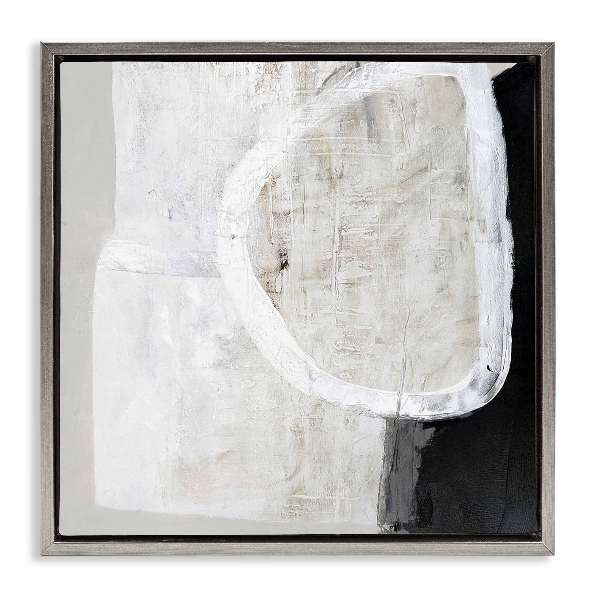 Stupell Industries Modern Neutral Abstraction Abstract Painting Gray Floater Framed Canvas Art Print Wall Art, 25 x 25