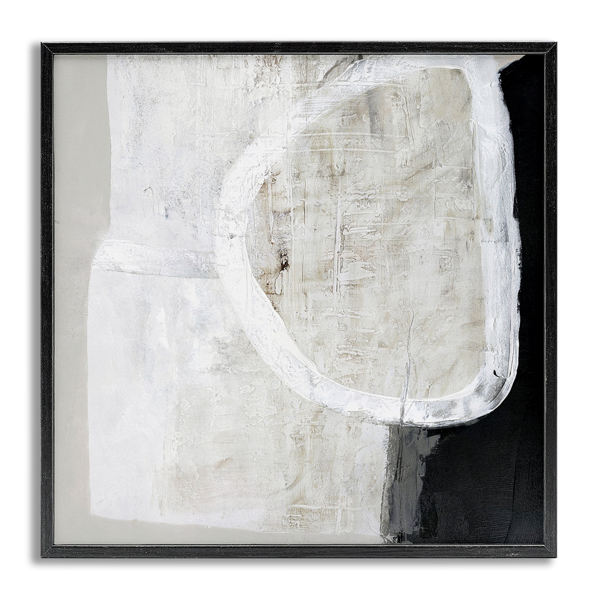 Stupell Industries Modern Neutral Abstraction Abstract Painting Gray Framed Art Print Wall Art, 12 x 12
