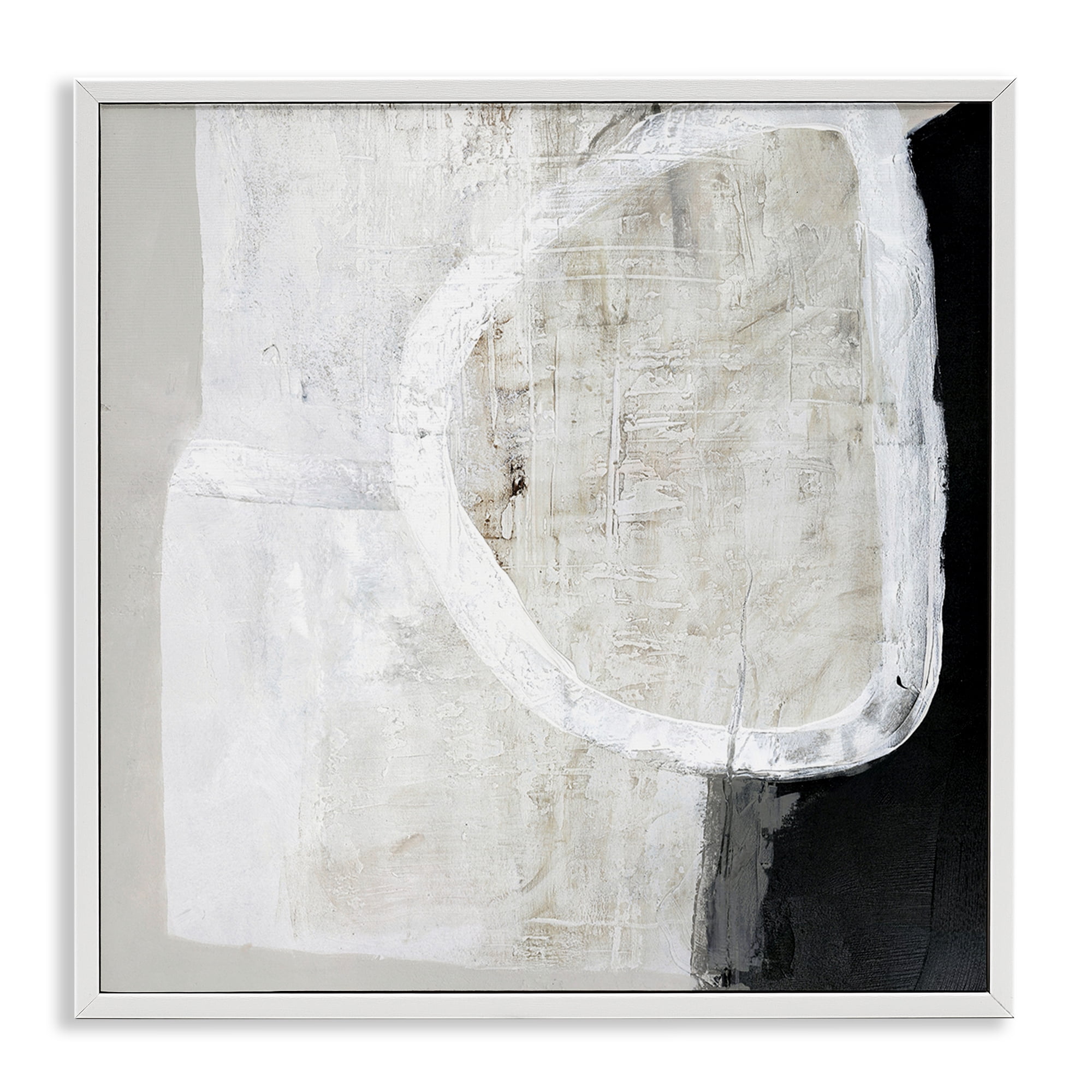 Stupell Industries Modern Neutral Abstraction Abstract Painting White Framed Art Print Wall Art, 17 x 17