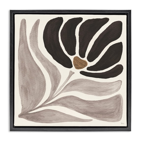 Stupell Industries Modern Neutral Bloom Botanical & Floral Painting Black Floater Framed Art Print Wall Art, 18 x 18