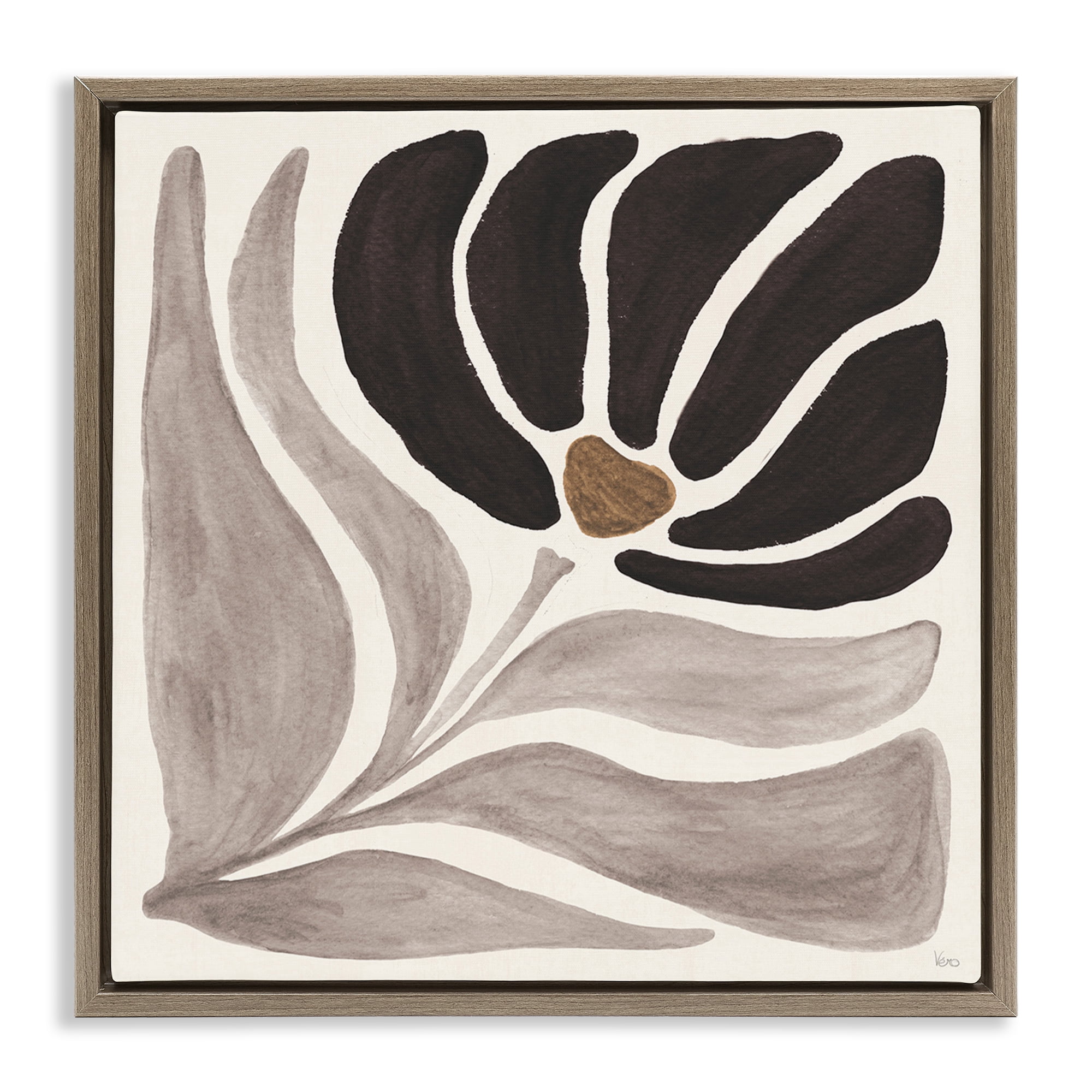 Stupell Industries Modern Neutral Bloom Botanical & Floral Painting Brown Floater Framed Art Print Wall Art, 25 x 25