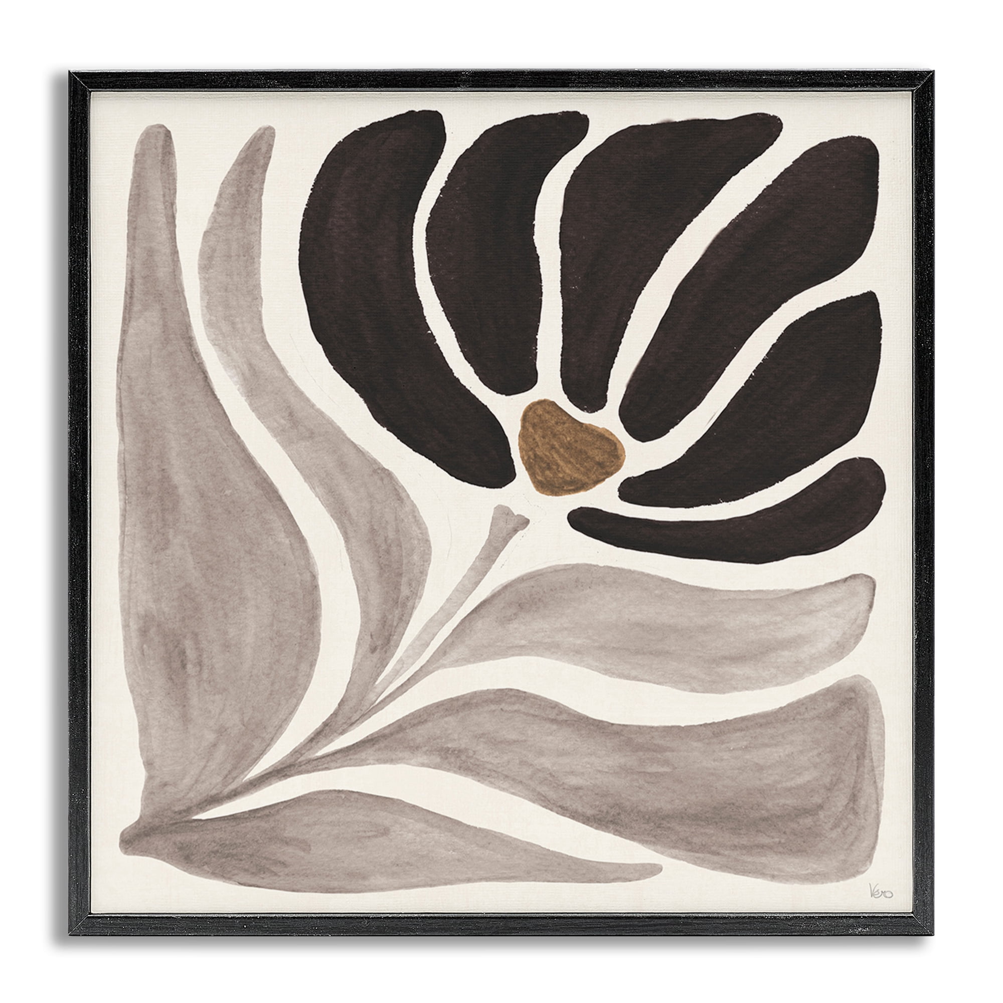 Stupell Industries Modern Neutral Bloom Botanical & Floral Painting Gray Framed Art Print Wall Art, 24 x 24