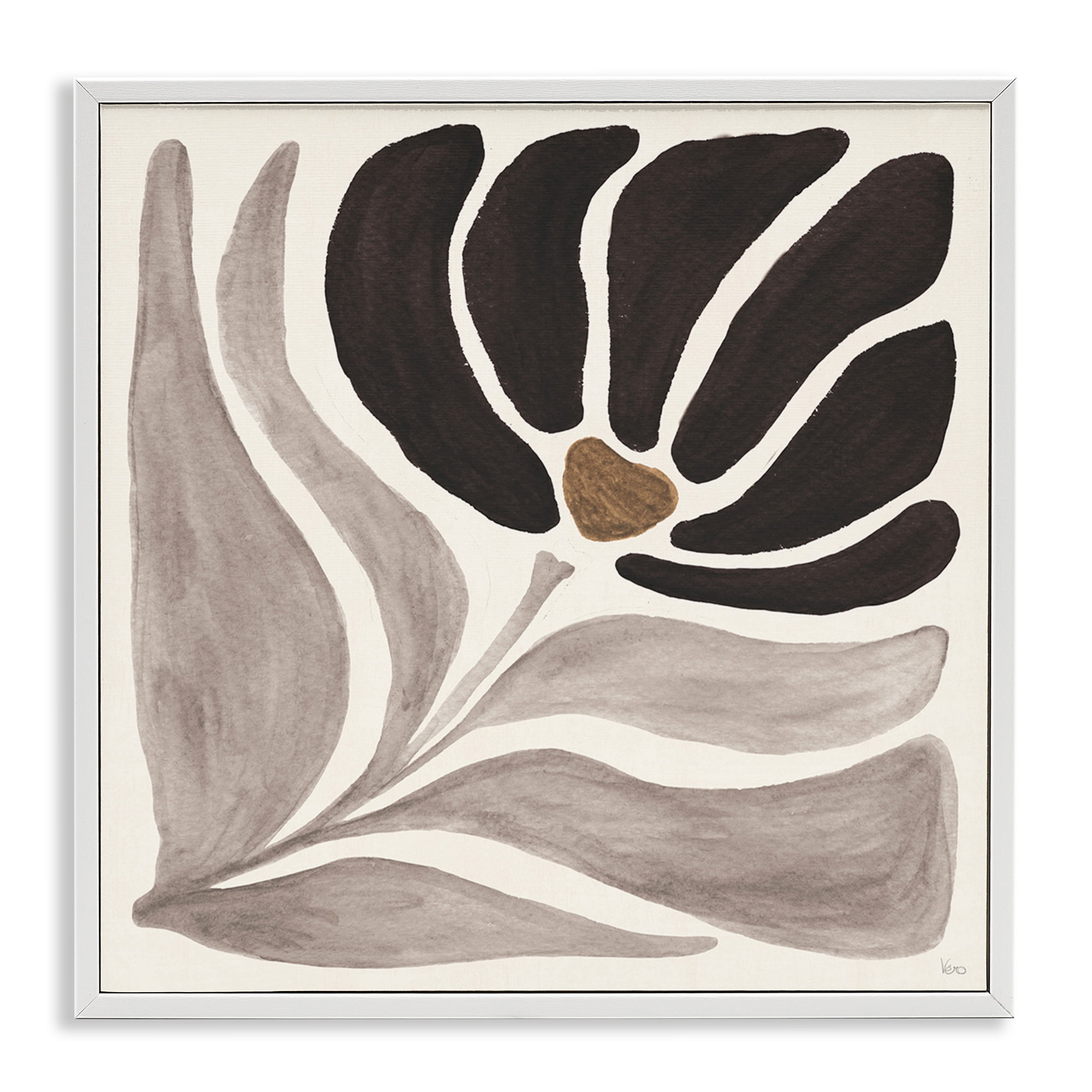 Stupell Industries Modern Neutral Bloom Botanical & Floral Painting White Framed Art Print Wall Art, 17 x 17