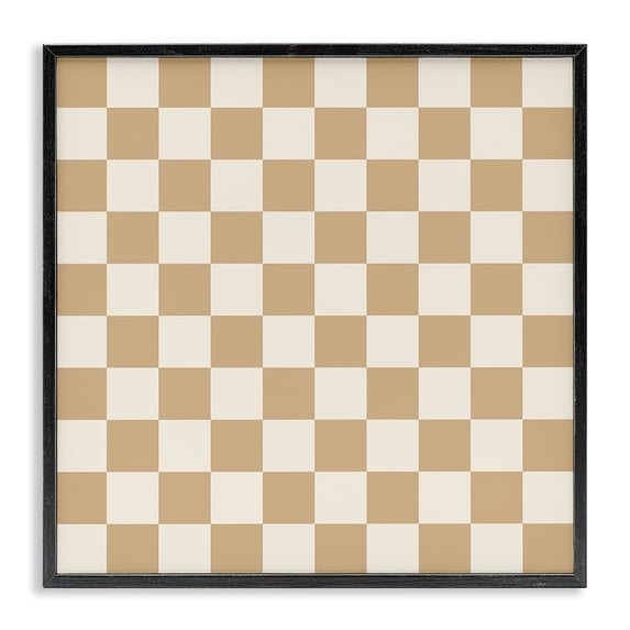 Stupell Industries Modern Neutral Checkered Pattern Black Framed Giclee Art, 12 x 12, by Carrie Cantwell